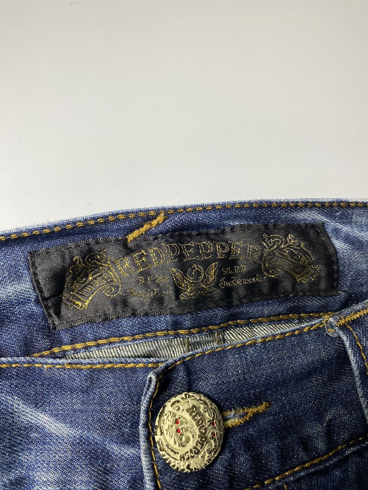 If Six Was Nine Red Papper Skull Flared Jeans Size US 32 / EU 48 - 9 Thumbnail