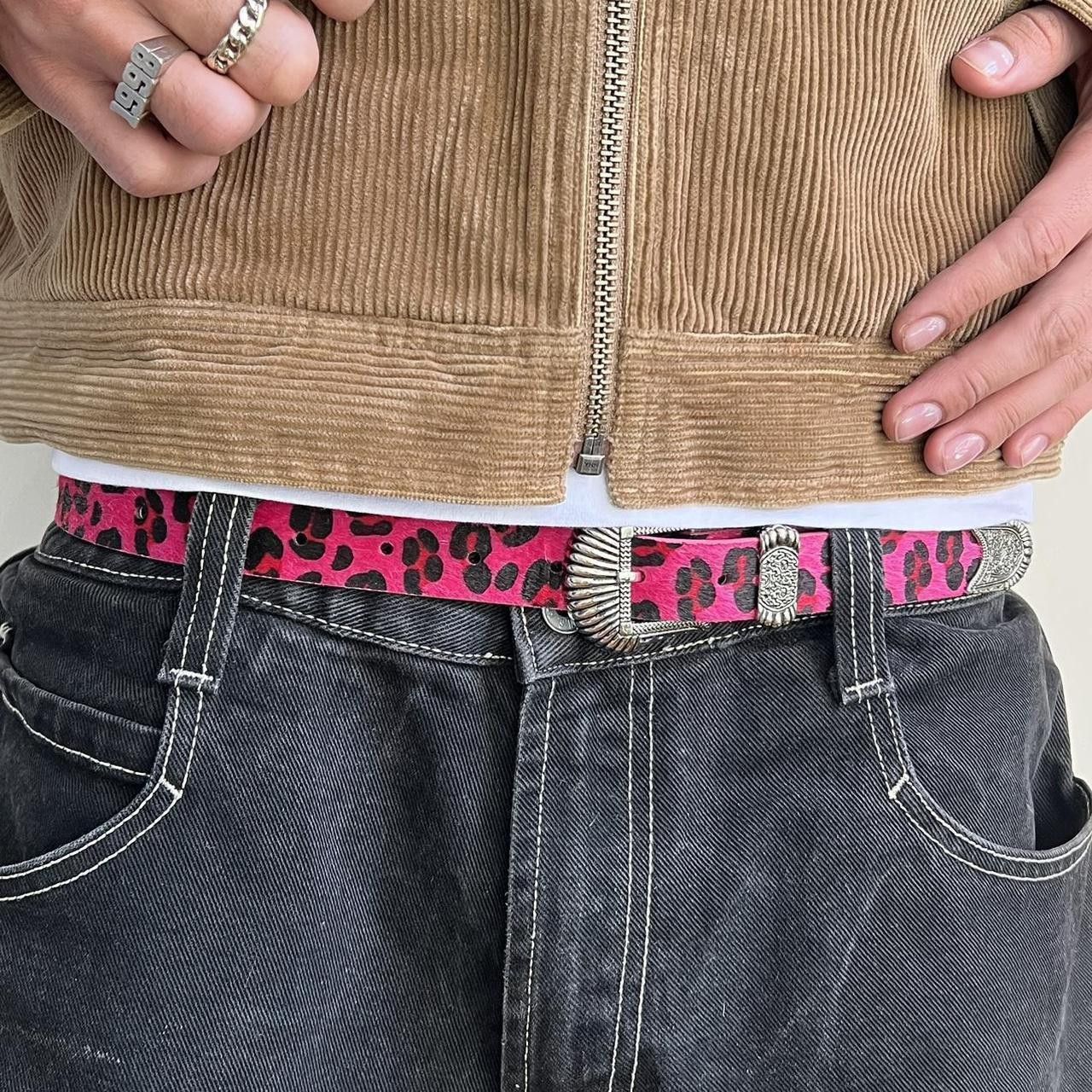 Japanese Brand y2k style pink cheetah fur american western design belt Size ONE SIZE - 6 Thumbnail
