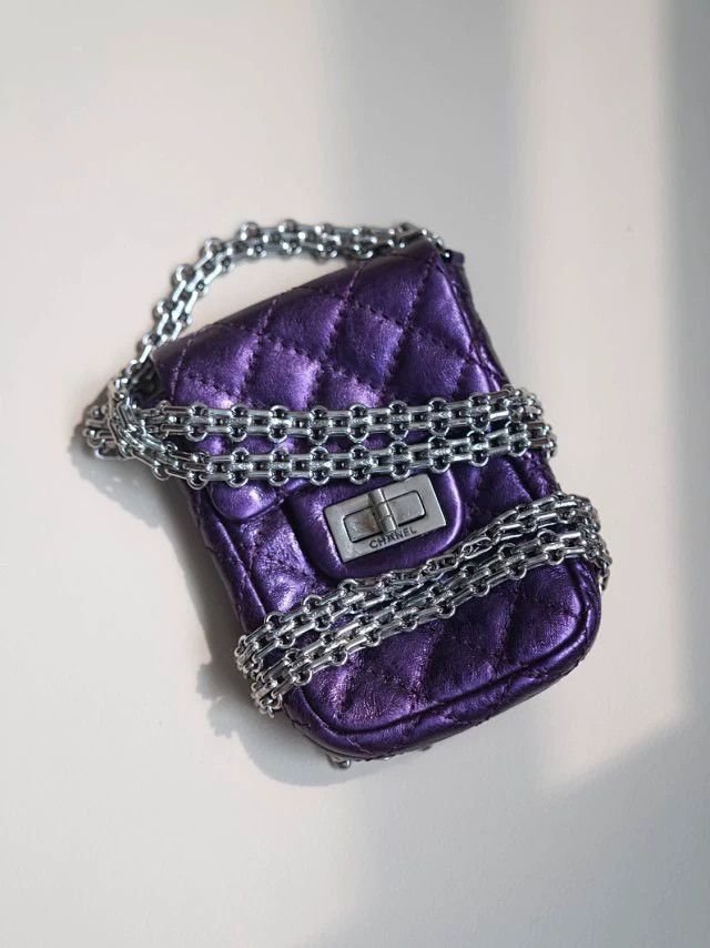 Chanel CHANEL 2.55 Pochette Purple Mini Chain Crossbody Bag Size ONE SIZE - 3 Thumbnail