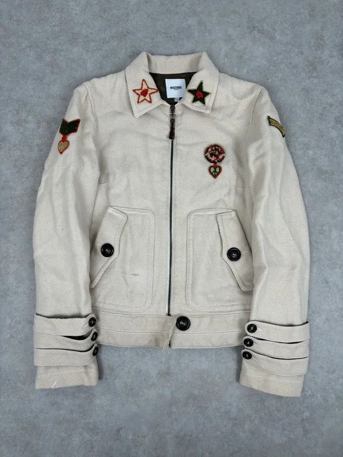 Moschino 2000s Moschino Beige Cropped Patchwork Bondage Jacket Size S / US 4 / IT 40 - 1 Thumbnail