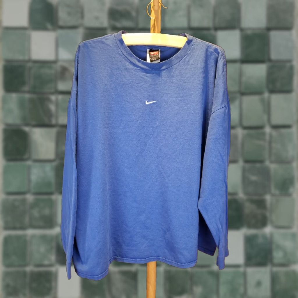 Nike VINTAGE Nike CENTER EMBROIDERY Swoosh BLUE Long Sleeve T-Shirt XXL Men Size 2XL 90s Size US XXL / EU 58 / 5 - 1 Thumbnail