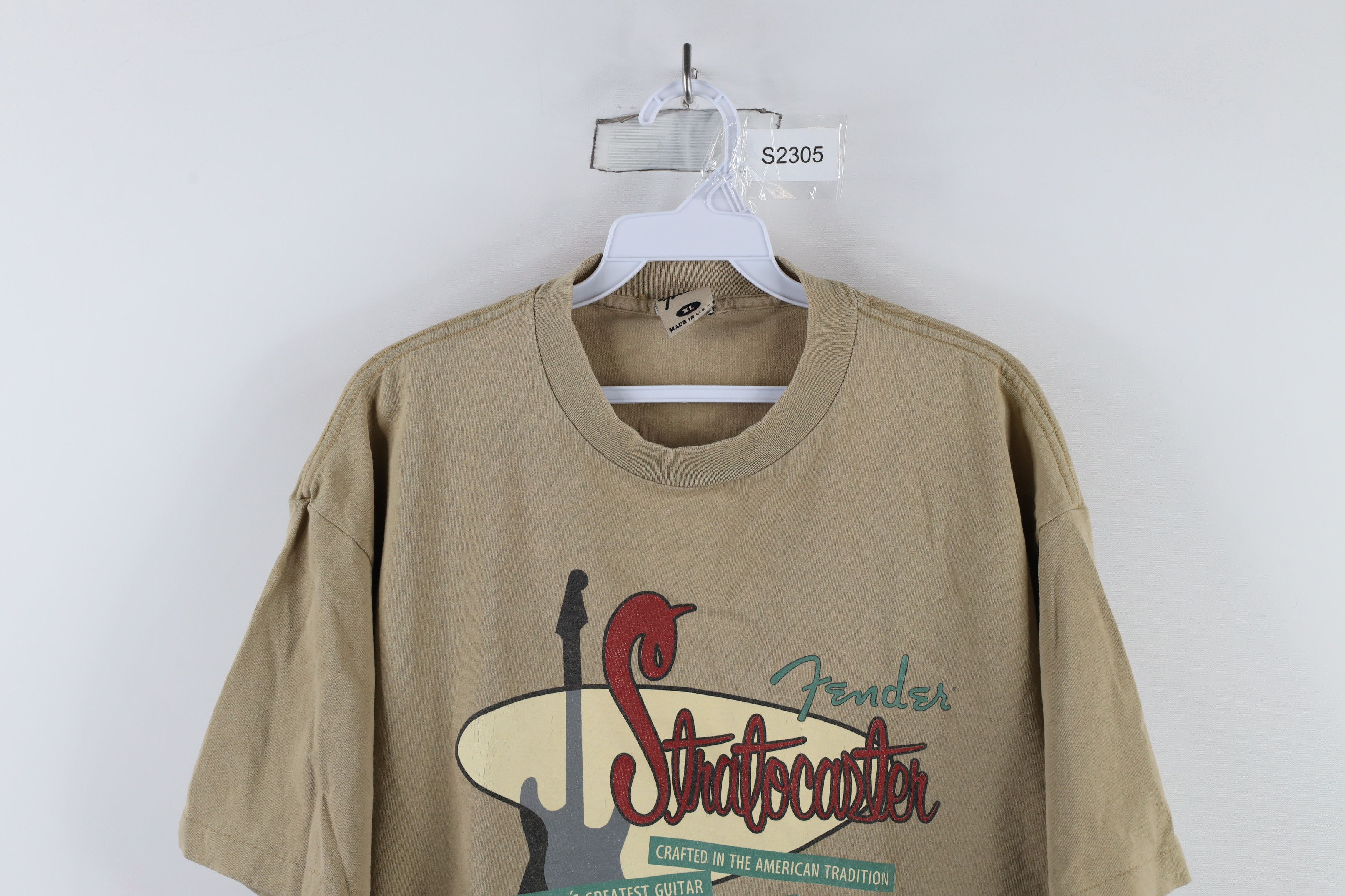 Fender × Vintage Vintage 90s Fender Guitars Stratocaster T-Shirt Beige USA Size US XL / EU 56 / 4 - 2 Thumbnail