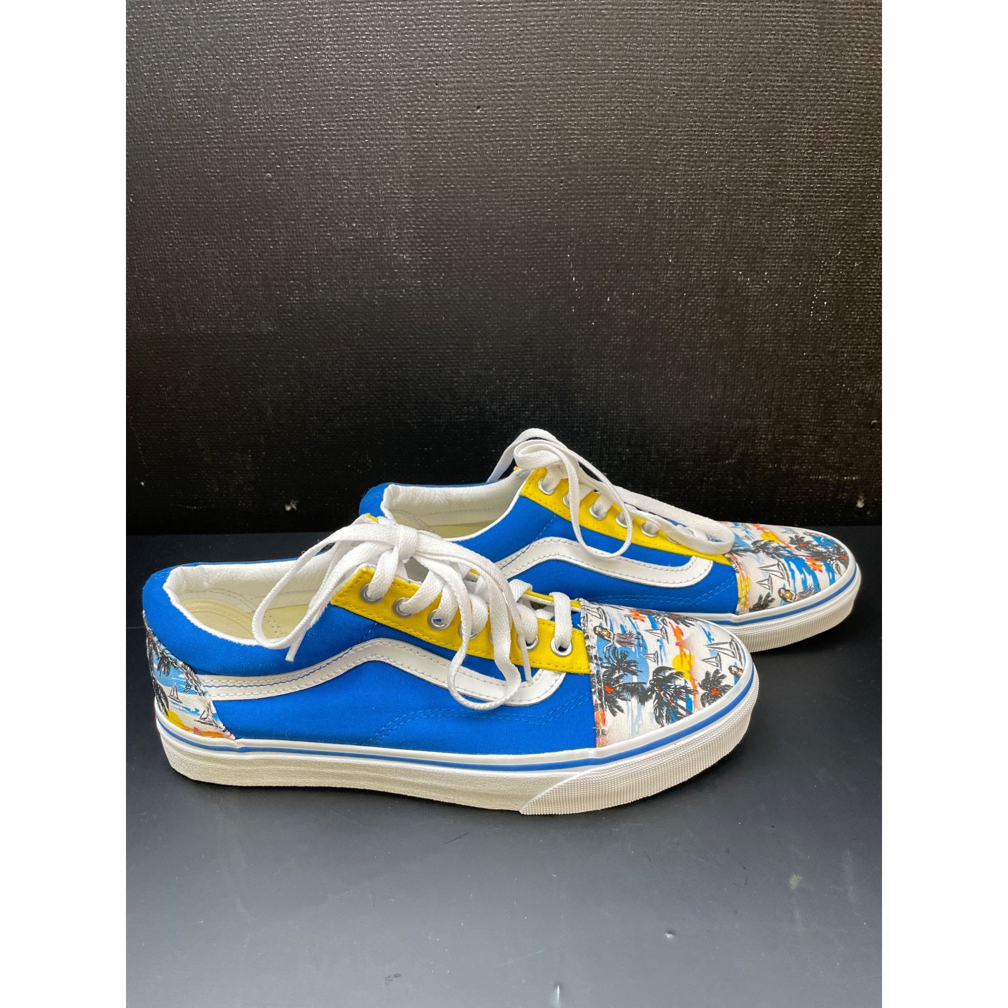 Vans Vans Unisex Blue Yellow Tropical Skater Shoes Size Wide 7.5M Size US 9 / EU 42 - 3 Thumbnail