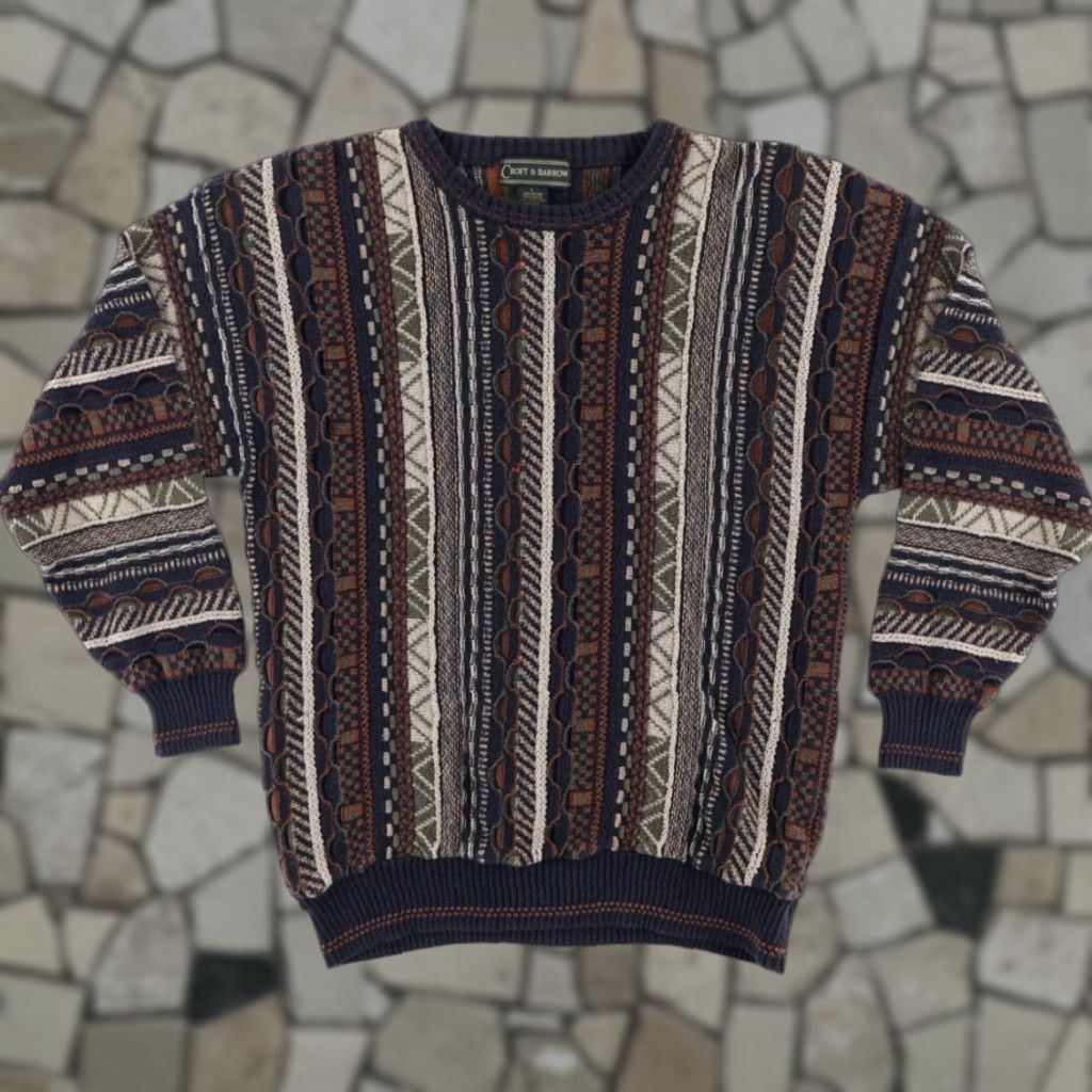 Croft & Barrow VTG Croft & Barrow Coogi Style Crobsy 3D Knit Striped Long Sleeve Sweater Men's L Size US L / EU 52-54 / 3 - 1 Thumbnail
