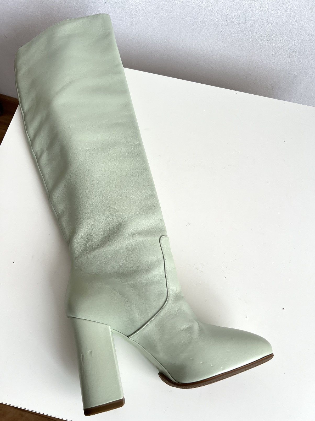 Dries Van Noten 🔥F/W20 Dries Van Noten Knee High Mint Calf Leather Boots Size US 9 / IT 39 - 13 Thumbnail