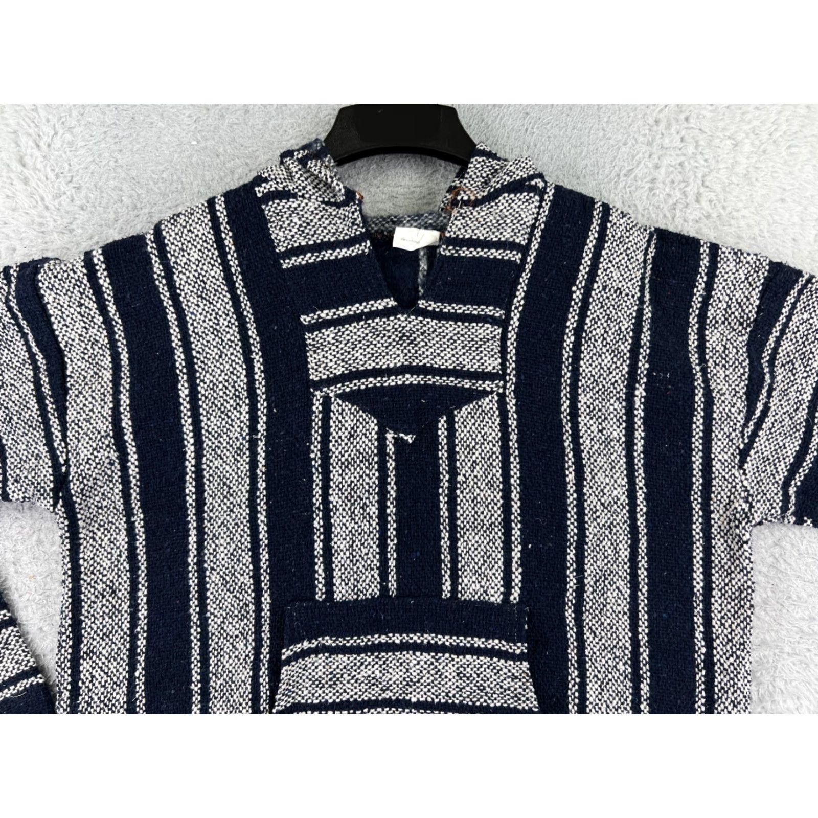 Vintage Echo Naturals Baja Hoodie Mens L Blue Acrylic Striped Jersey Pullover Hooded Sweatshirt Size US L / EU 52-54 / 3 - 6 Thumbnail