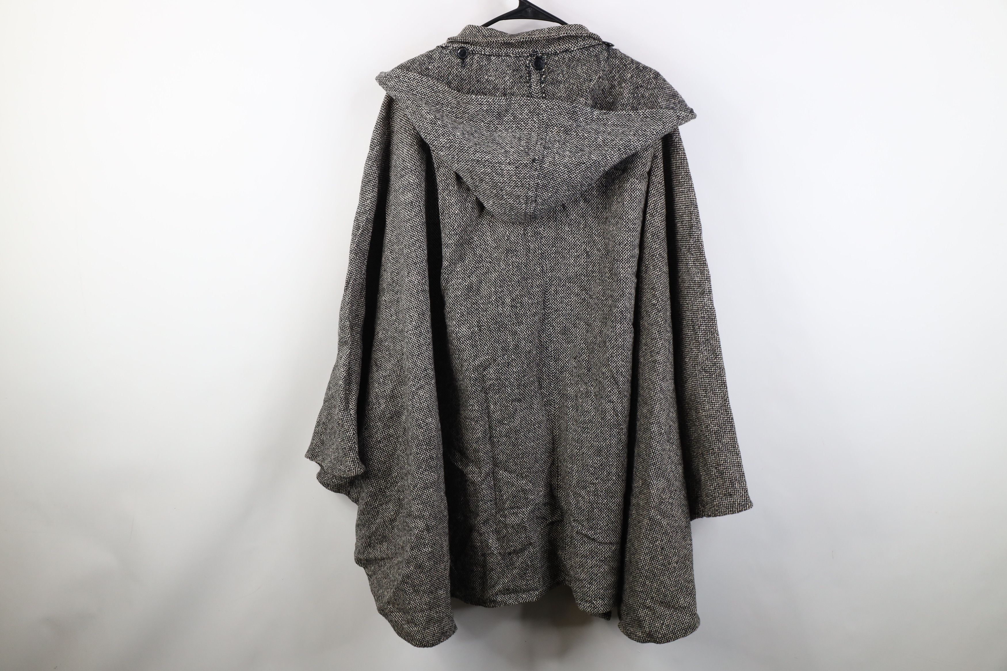 Vintage Vintage 90s Streetwear Wool Tweed Hooded Cape Jacket USA Size ONE SIZE - 11 Thumbnail
