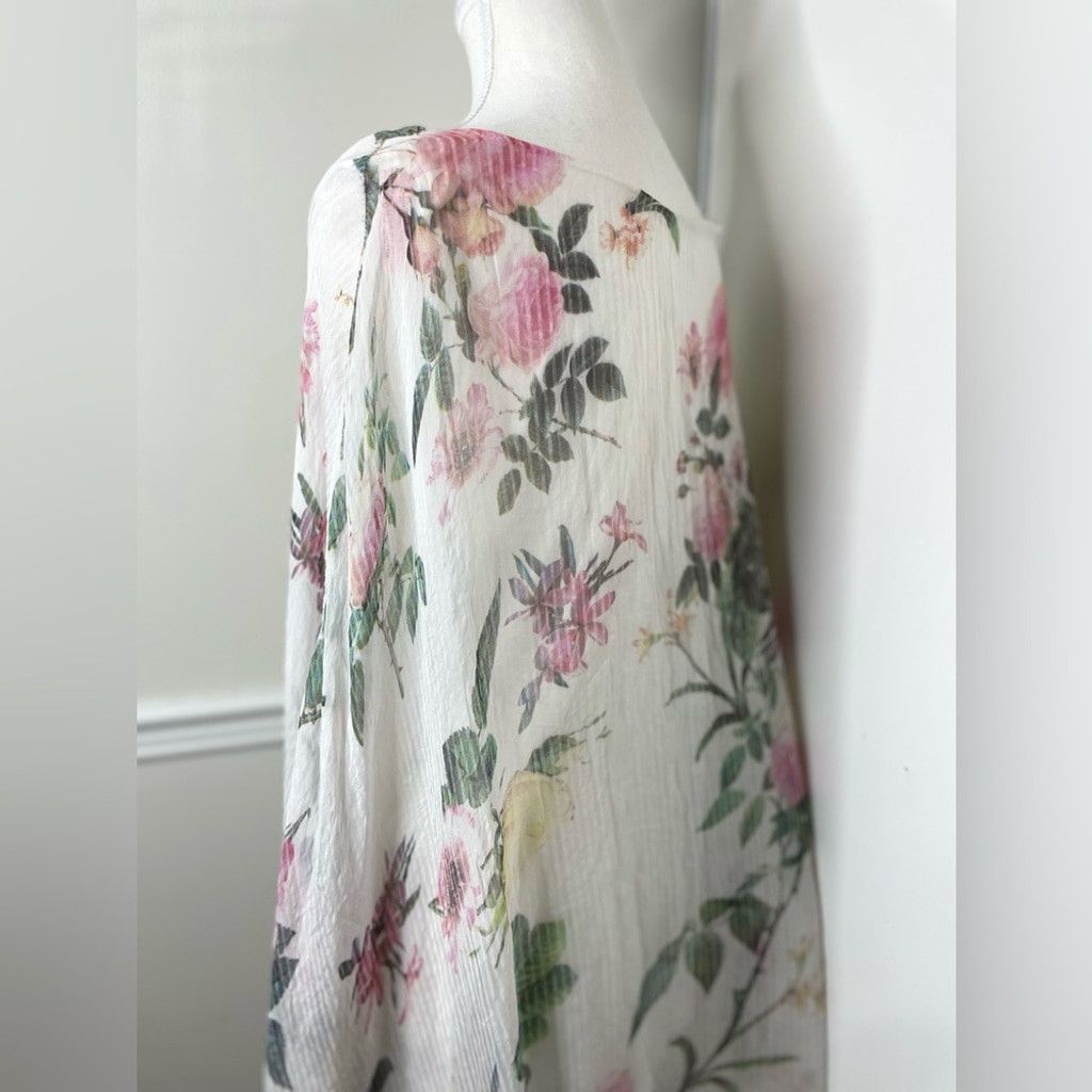 Other Made in Italy Silk Sheer Floral Overlay Cape Top Size XL / US 12-14 / IT 48-50 - 6 Thumbnail