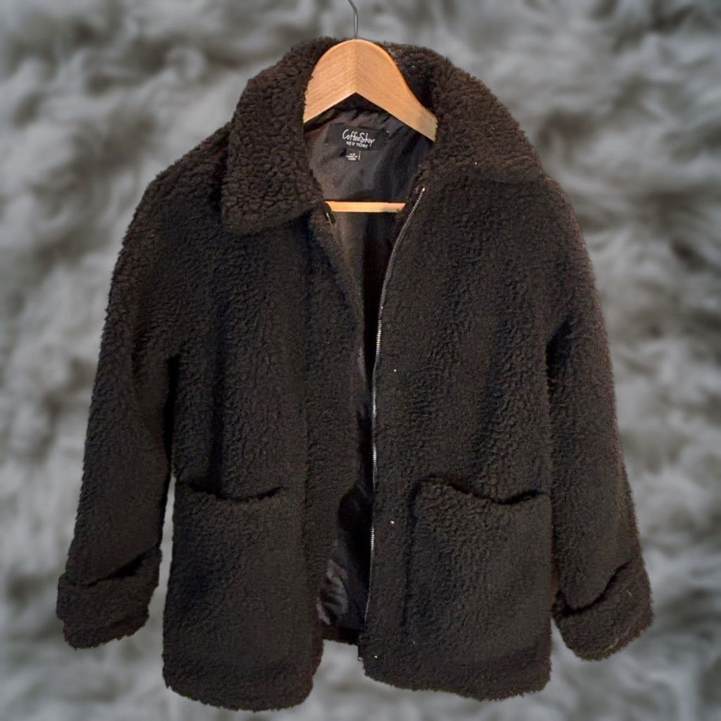 Vintage CoffeeShop New York Jacket Women XS Black Teddy Coat Faux Fur Size XS / US 0-2 / IT 36-38 - 1 Thumbnail