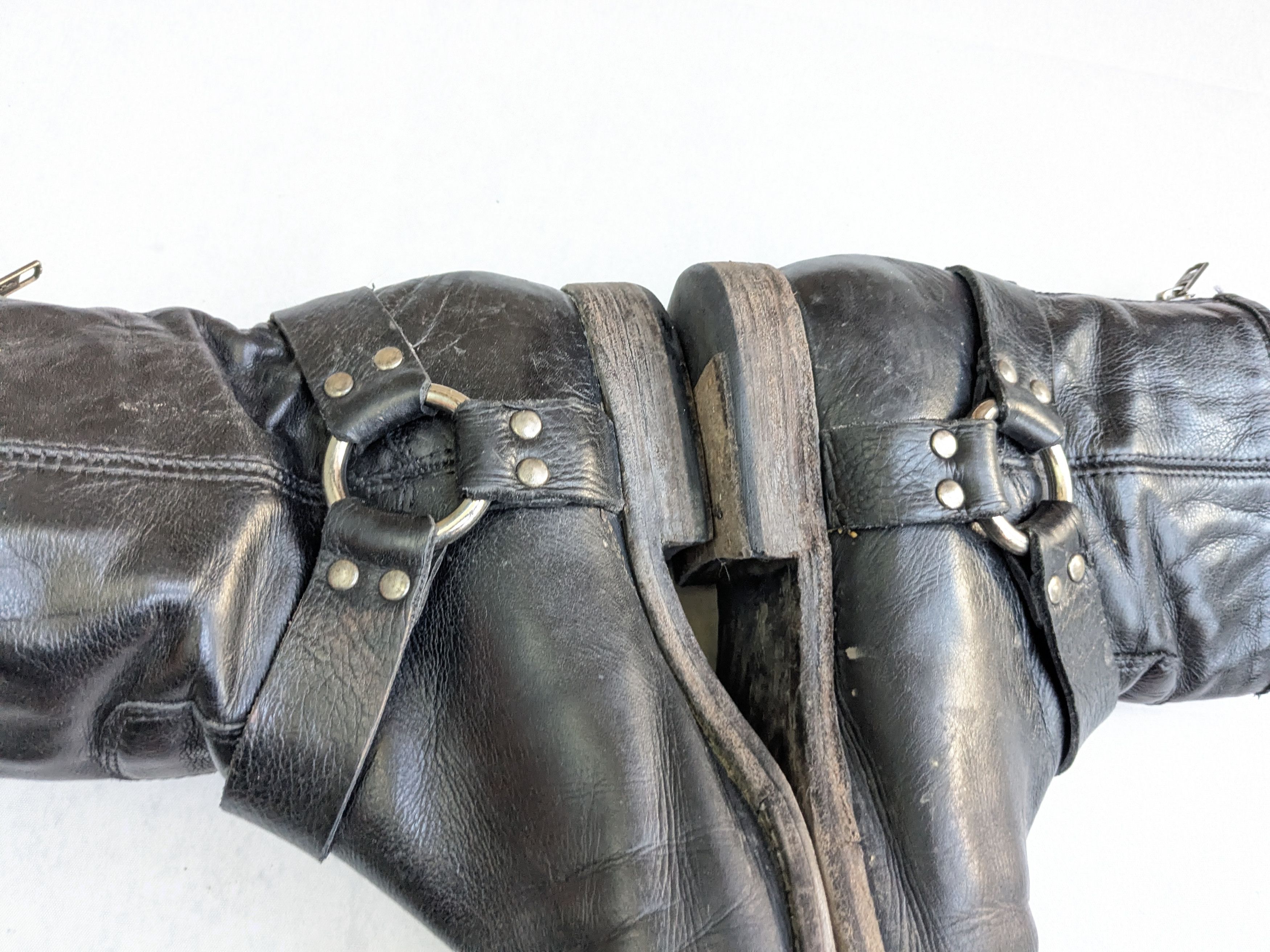 Frye Frye Harness Boots Black 7.5 D Back Zip Straps Size US 7.5 / EU 40-41 - 10 Thumbnail