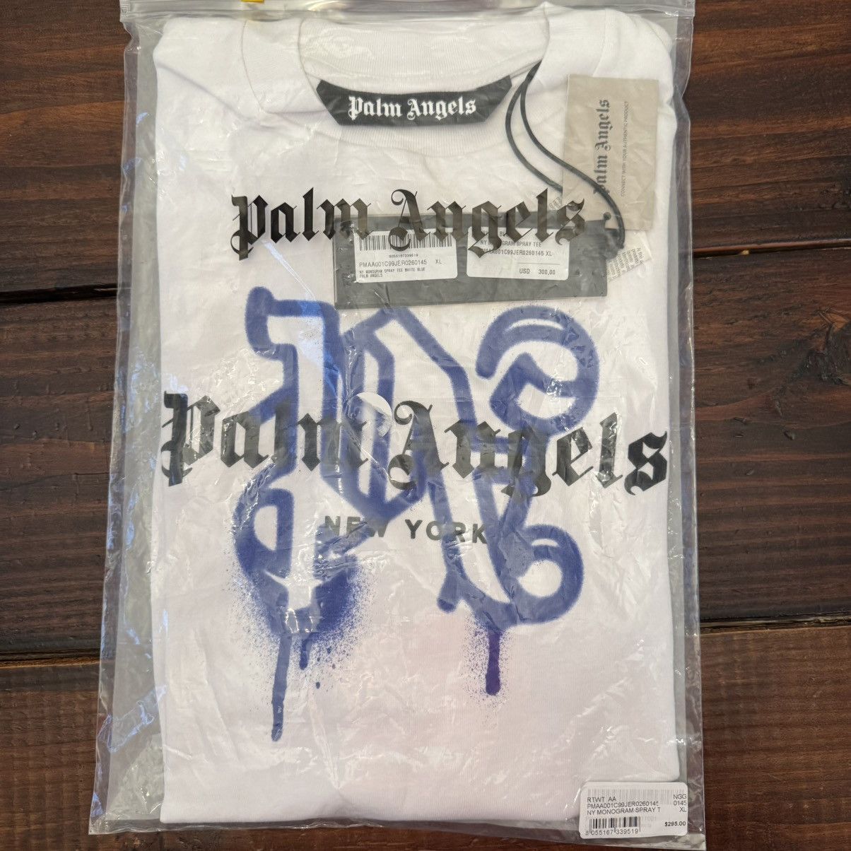 Palm Angels NY Monogram Spray Tee in White, Men's (Size Xl) — image 6 of 6