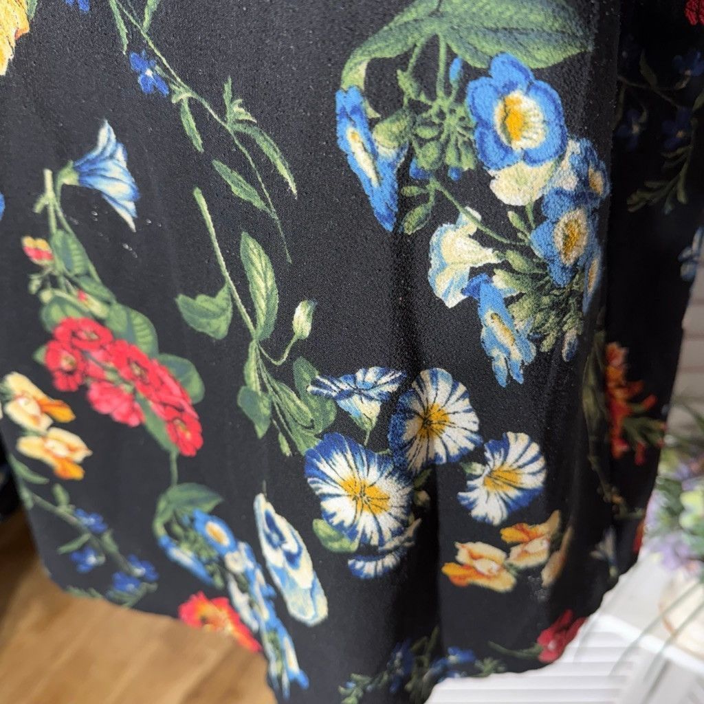 Vintage hippie blouse boho black red floral cold shoulder sz 3X Size 3XL / US 20-22 - 11 Thumbnail