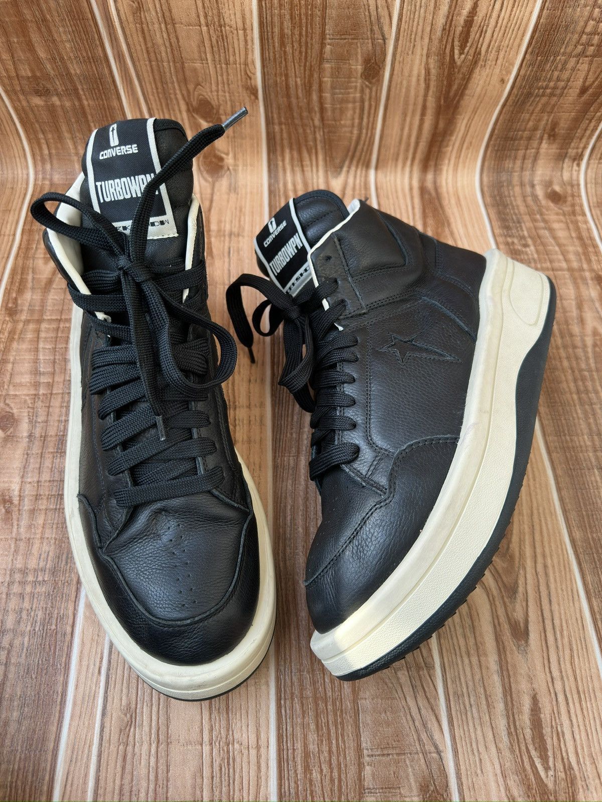 Converse × Rick Owens Drkshdw Rick Owens DRKSHDW TURBOWPN Mid Black Cloud Cream Size US 12 / EU 45 - 9 Thumbnail