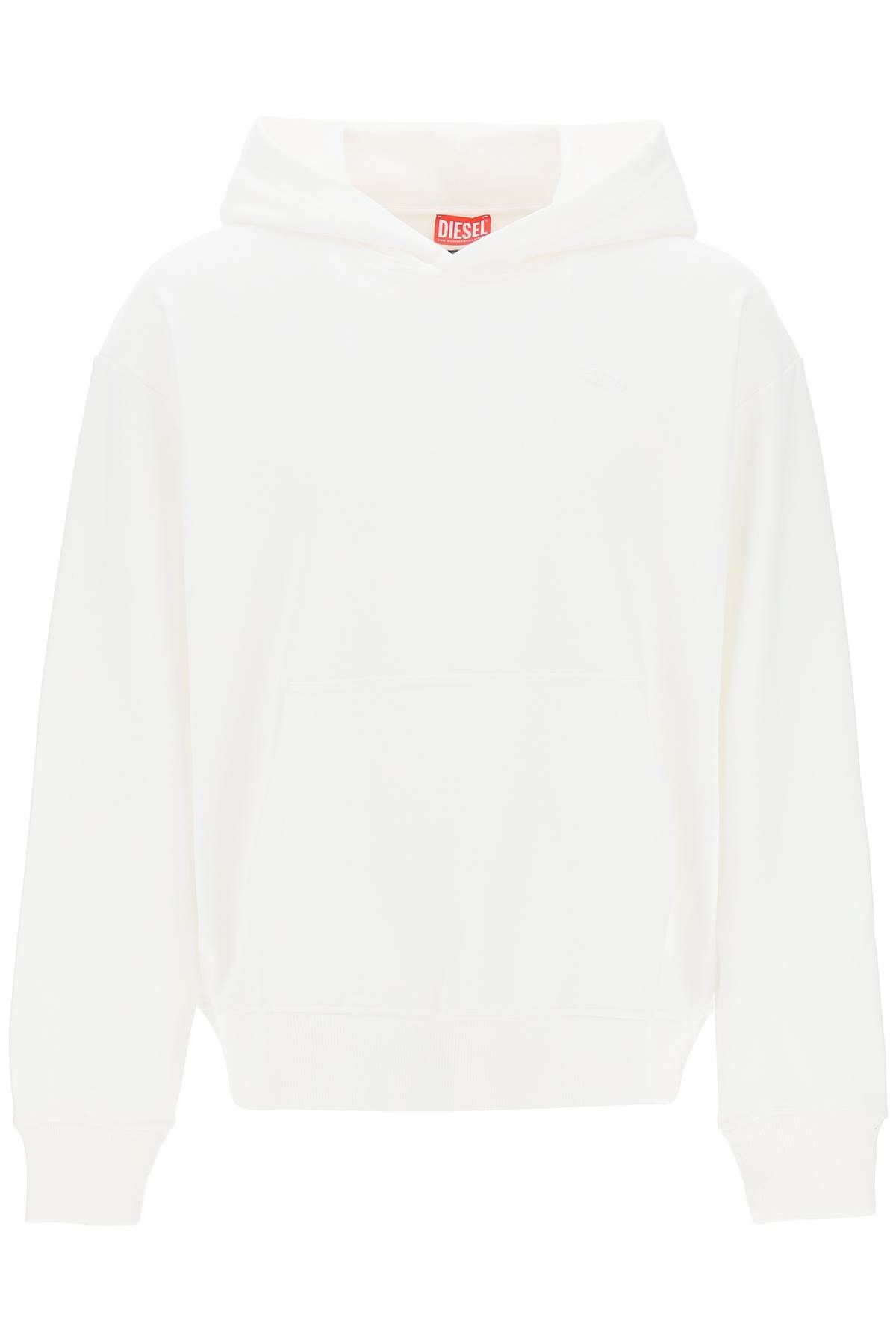 image of Diesel Logo Embroidered Hoodie in Off White, Men's (Size Medium)