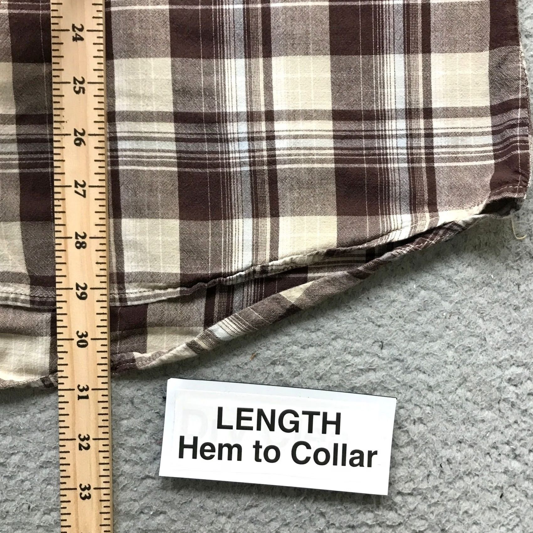 BKE BKE 67 Button Up Dress Shirt Mens XL Long Sleeve Plaid Brown White Tan Pocket Button-Down Size 46R - 6 Thumbnail