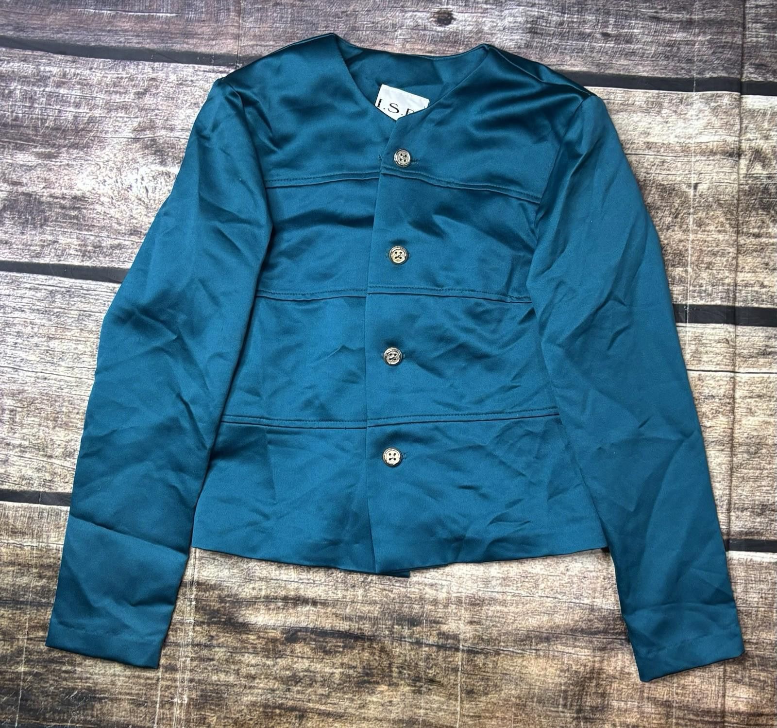 Le Grande Bleu (L.G.B.) VTG ISB Suit Set Womens Size 8 Jacket Skirt Satin Blue 80s Size M / US 6-8 / IT 42-44 - 2 Thumbnail