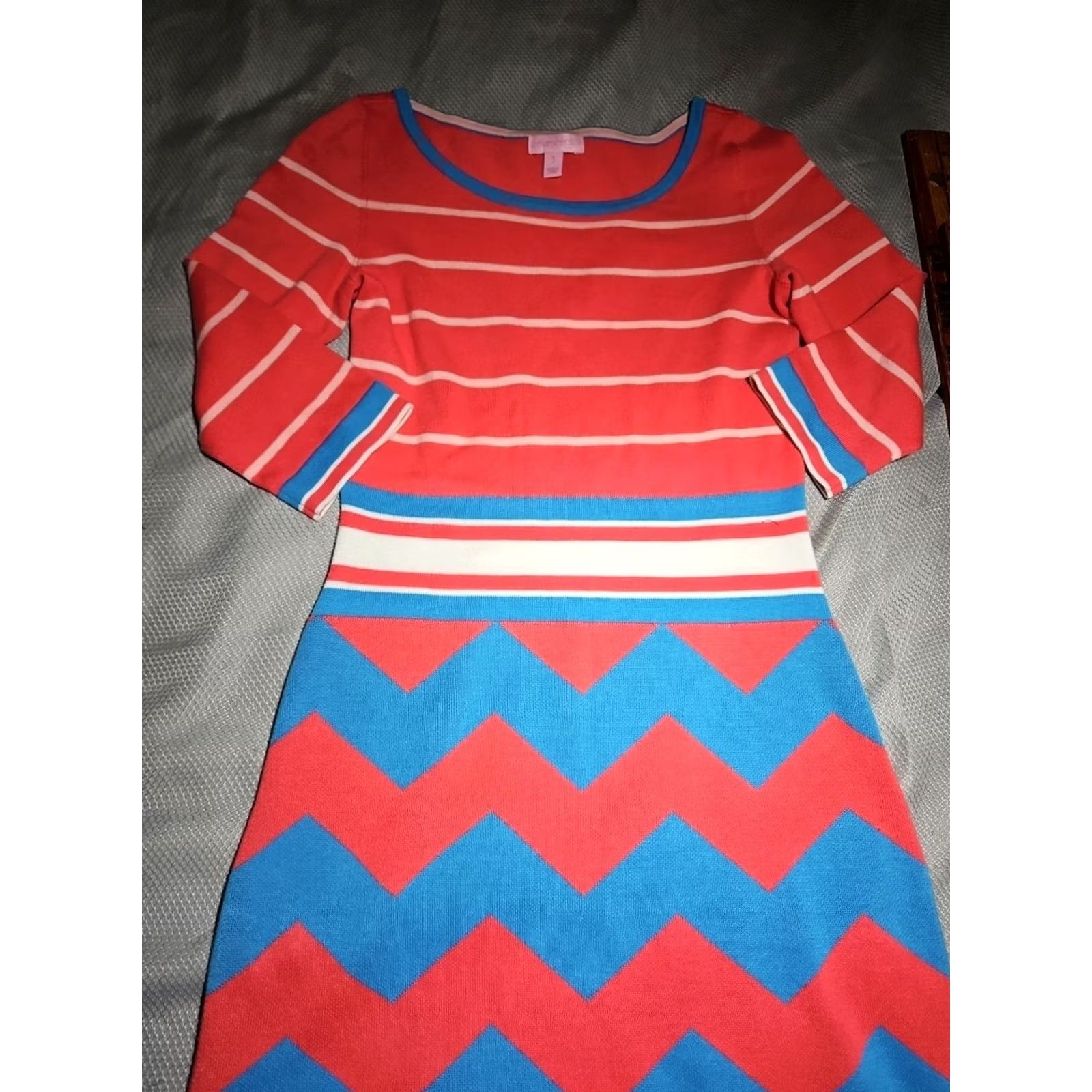 Lilly Pulitzer VINTAGE Lilly Pulitzer Dress Womens Size Small Lindsey Pink Blue Bodycon Stripe Sweater Size S / US 4 / IT 40 - 2 Thumbnail