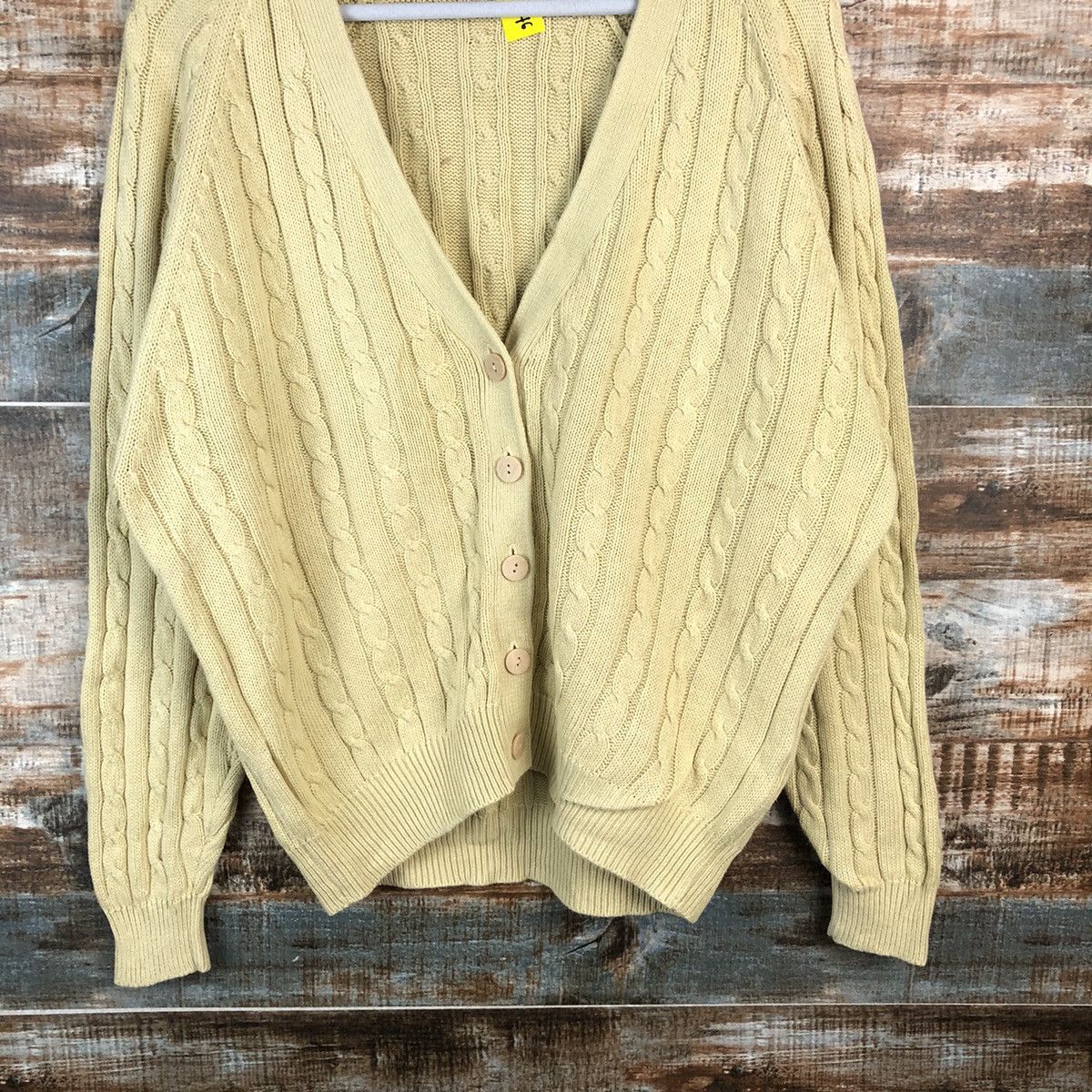 Vintage DLL Rama japan vintage Yellow Cardigan Knitwear #C046 Size US L / EU 52-54 / 3 - 3 Thumbnail