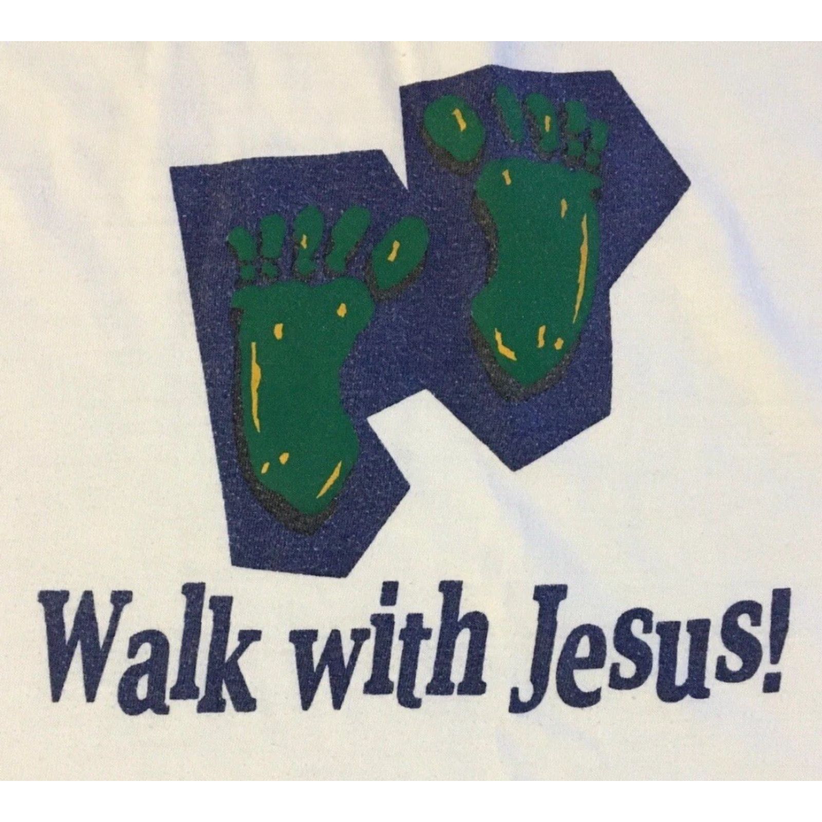 Vintage VINTAGE 90s Walk With Jesus Christ Faded Shirt M L White Shirt Men Short Sleeve T-Shirt Grunge Christian Heaven Bible Religion Punk Rock Fashion Size US M / EU 48-50 / 2 - 2 Thumbnail