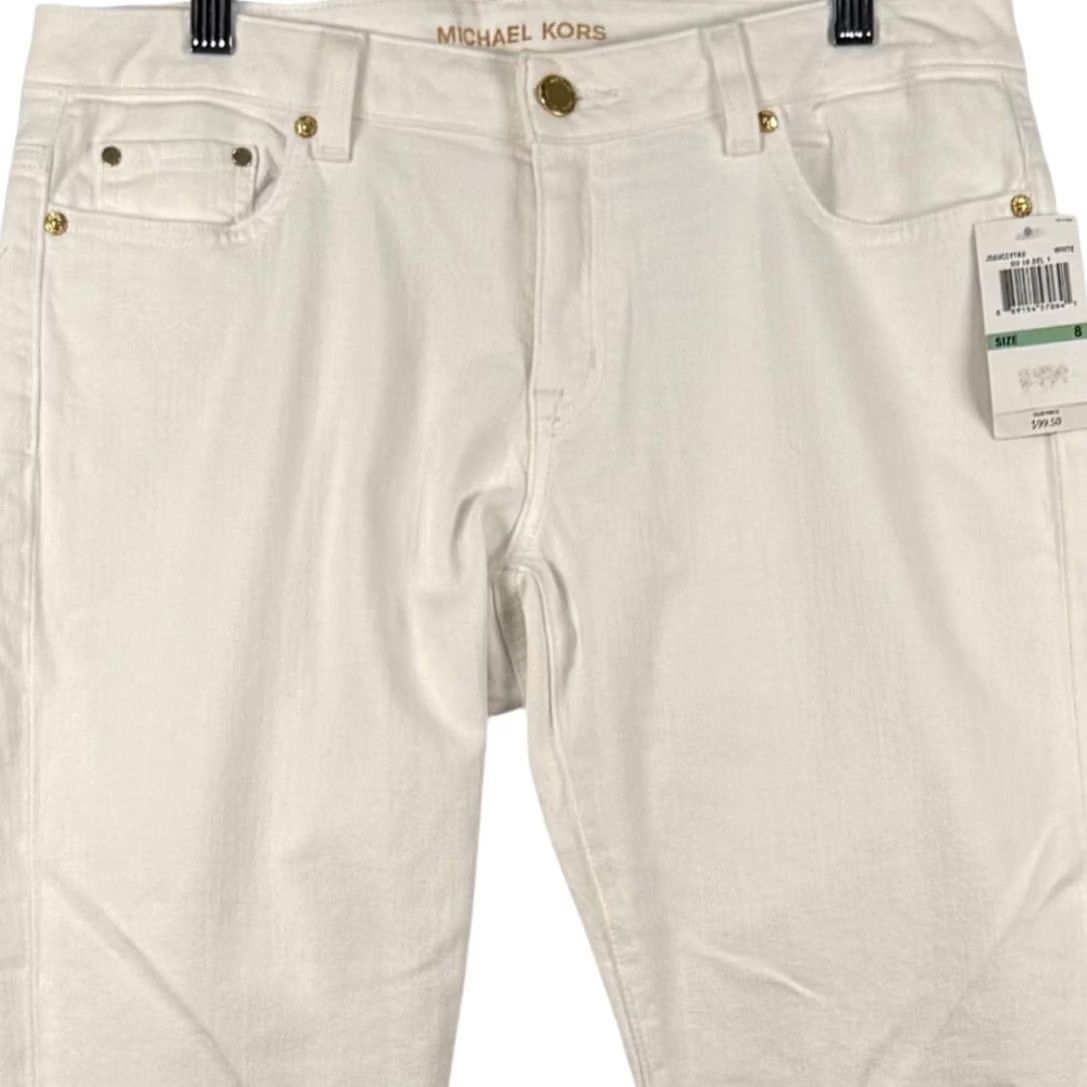 Michael Kors Michael Kors Izzy Skinny Jeans 8 White Gold Hardware Designer JS69CCYTK6 Coastal Size 30" / US 8 / IT 44 - 2 Thumbnail