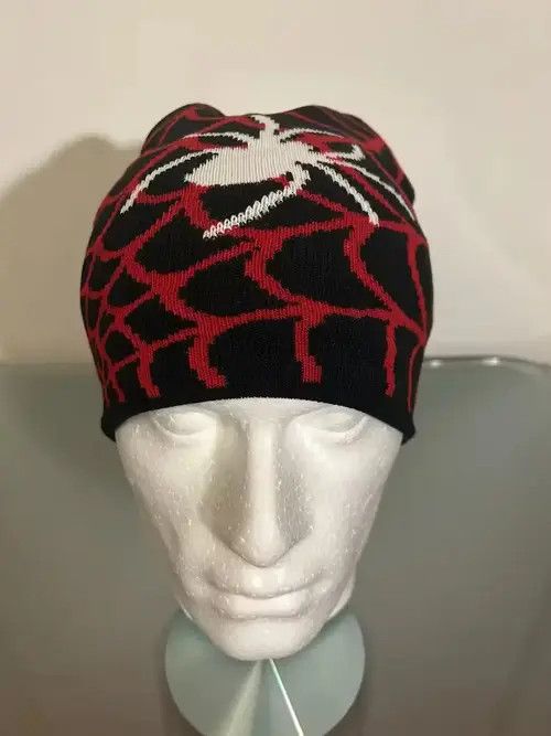 Japanese Brand Y2K Spiderweb beanie (black red) Size ONE SIZE - 2 Thumbnail