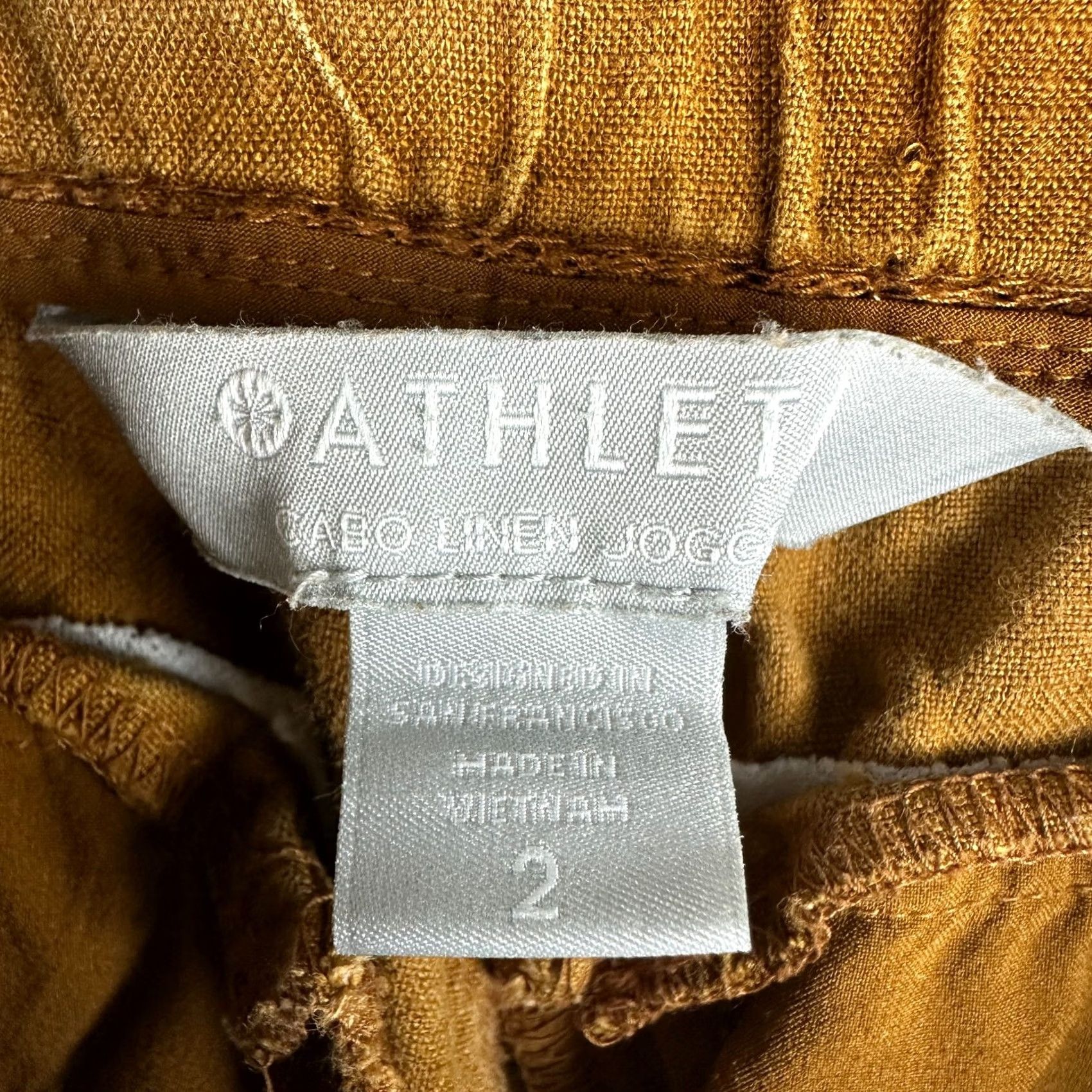 Athleta Athleta Pants Women 2 Brown Cabo Linen Jogger Gold Tie Waist Zip Pockets Size 26" / US 2 / IT 38 - 4 Thumbnail