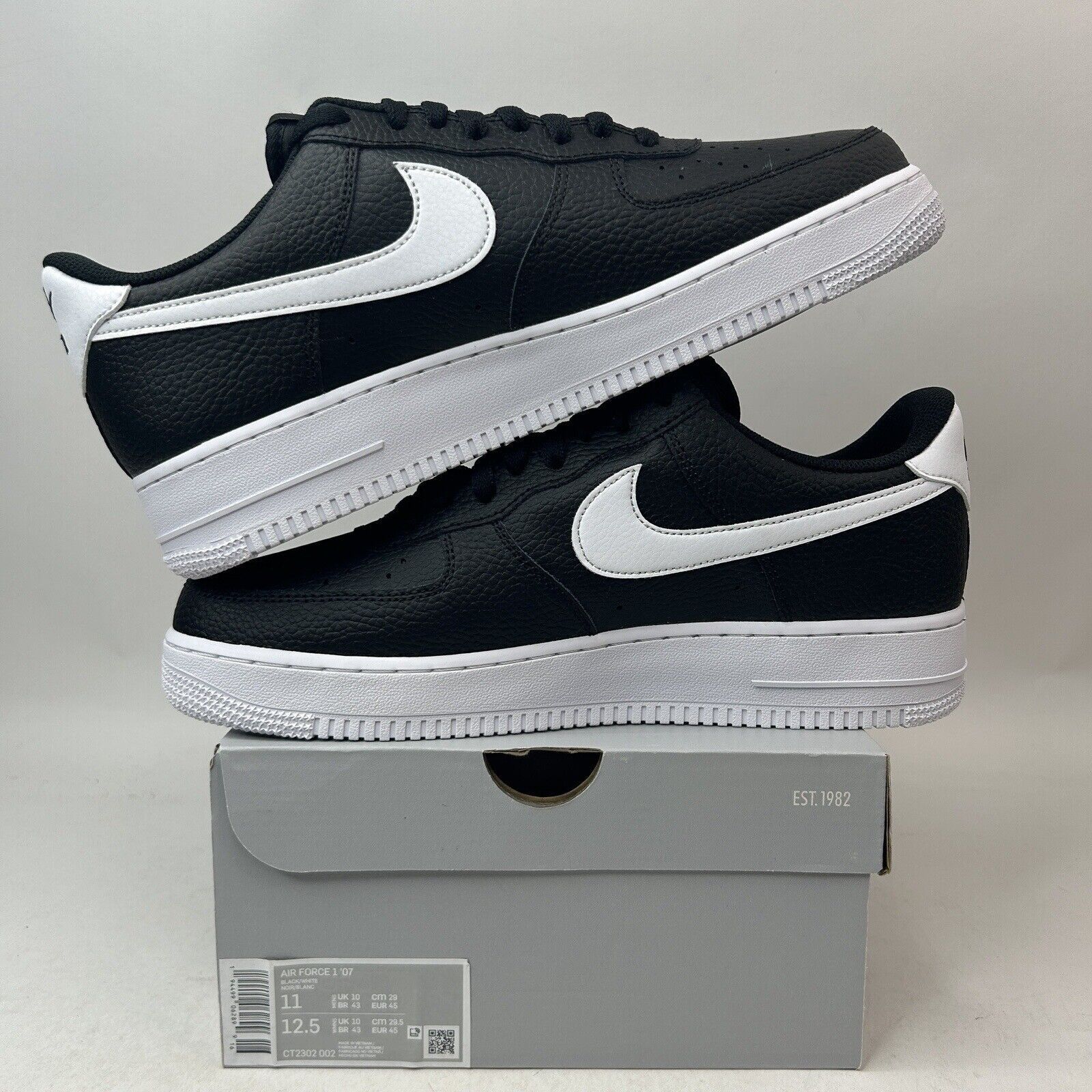 Nike Nike Air Force 1 '07 Low “Black White” 2024 Size US 11 / EU 44 - 3 Thumbnail
