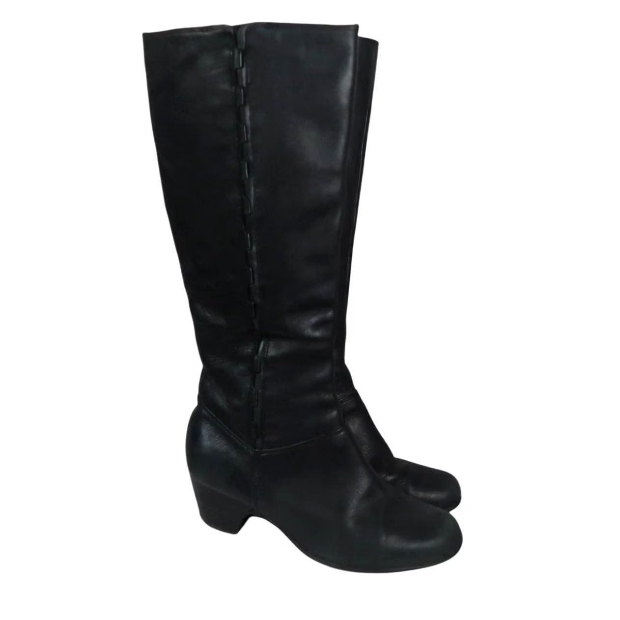 Clarks Clarks Black Leather Heeled Knee High Boots 6.5 Wide Womens Boot Riding Zip 1.75" Heel 16" Height 15" Calf Casua l Fall Winter Spring Size US 7 / IT 37 - 2 Thumbnail