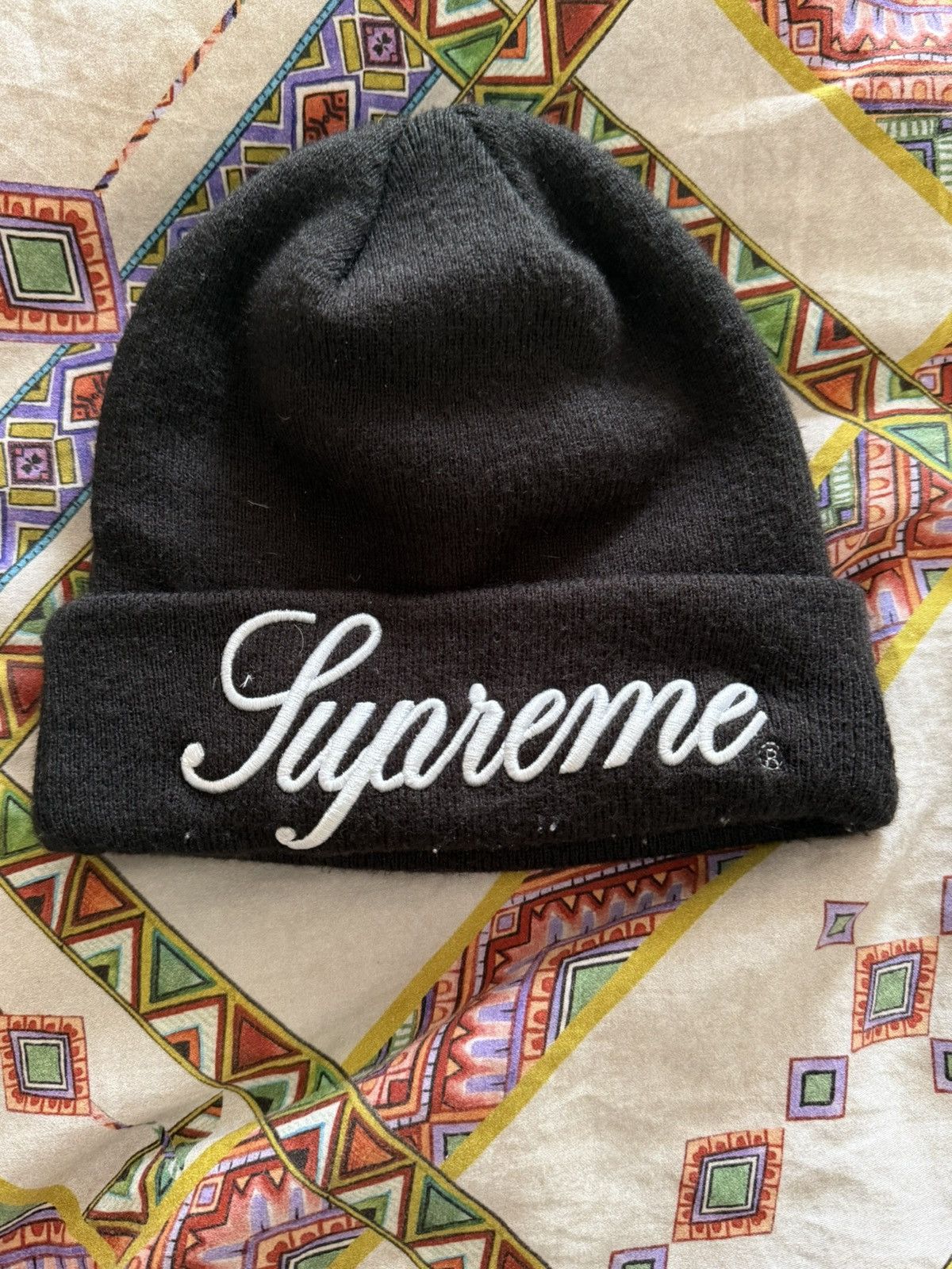 Supreme Supreme Script Logo Beanie – Black Dual-logo design Size ONE SIZE - 1 Thumbnail