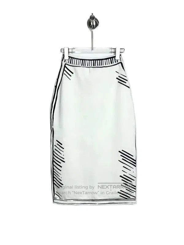 Fendi Fendi White Cotton Midi Skirt with Stripes . Size 26" / US 2 / IT 38 - 1 Thumbnail