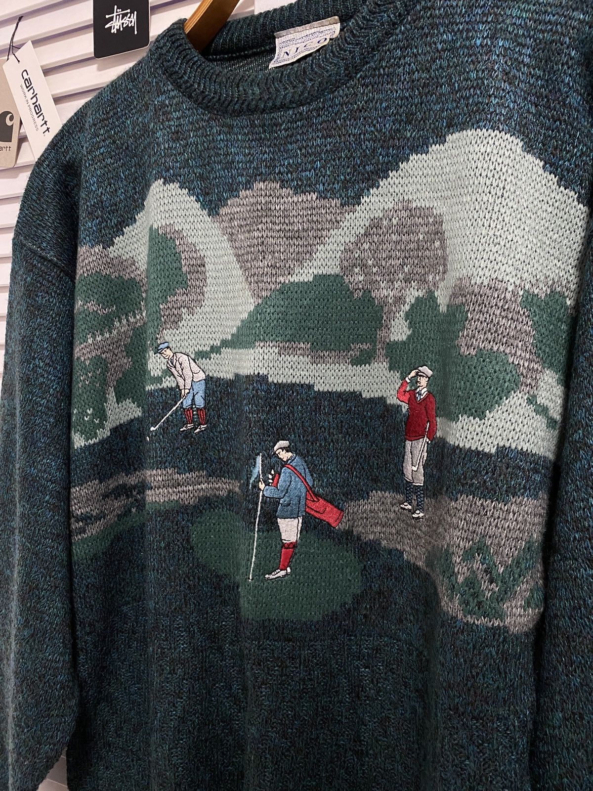 Japanese Brand ⛳️ VINTAGE 90S 00S LEE BIGLOGO OVERSIZE GOLF KNIT LOGO Size US L / EU 52-54 / 3 - 3 Thumbnail