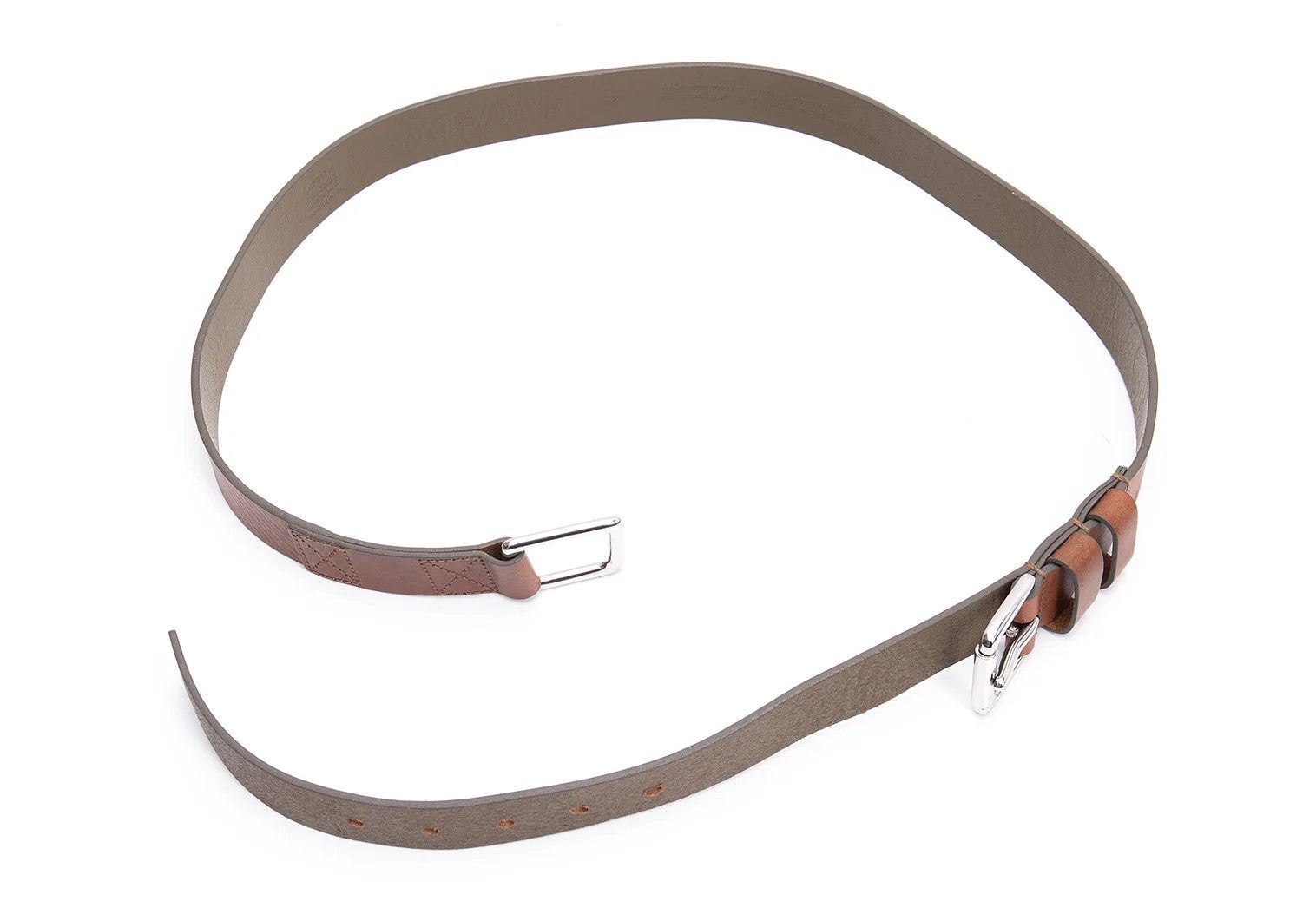 Armani Double Buckle Leather Belt in Khaki Brown, Size 38 Size ONE SIZE - 3 Thumbnail
