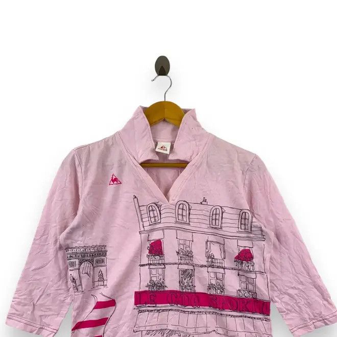 Le Coq Sportif Vintage LE COQ SPORTIF City Cycles Painting Pink Polo Size S / US 4 / IT 40 - 2 Thumbnail