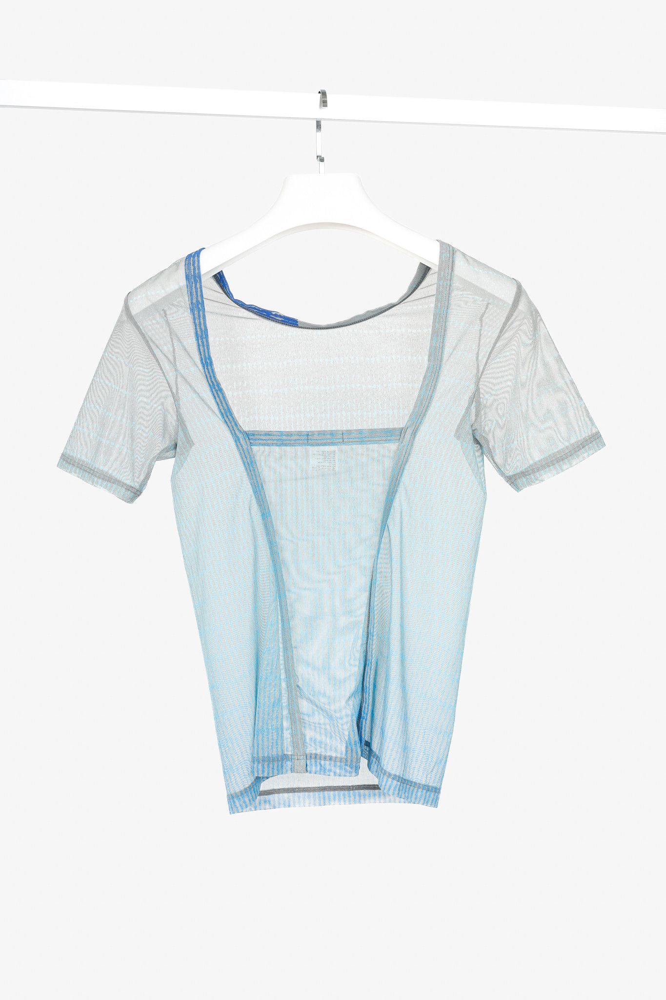 Issey Miyake Issey Miyake Blue Printed Sheer Mesh Top Size L / US 10 / IT 46 - 2 Thumbnail