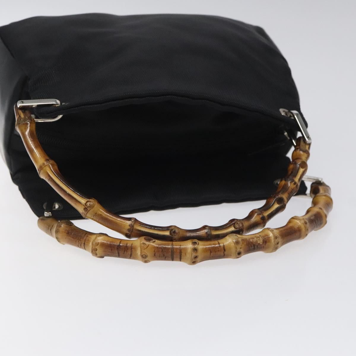 GUCCI Bamboo Hand Bag Nylon Black Silver 000 2865 000 2865