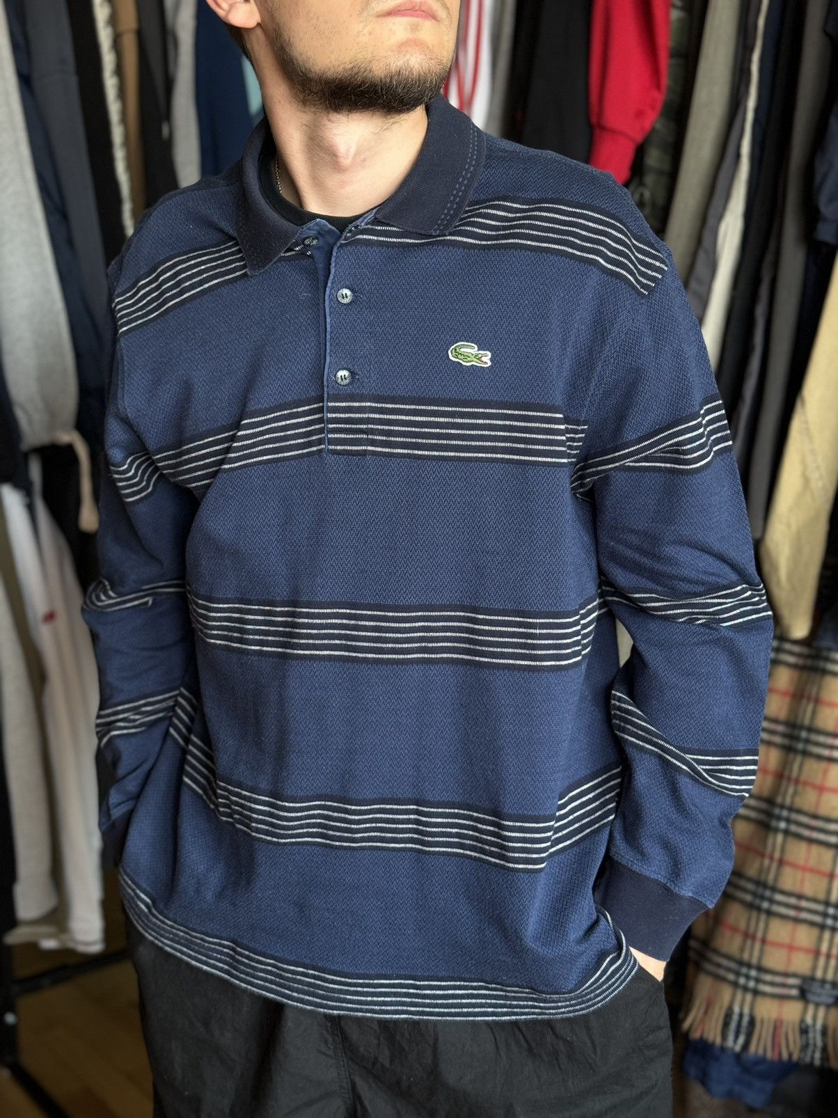 Lacoste × Vintage Vintage Lacoste sweater rugby 90s men’s M L sweatshirt Size US L / EU 52-54 / 3 - 3 Thumbnail