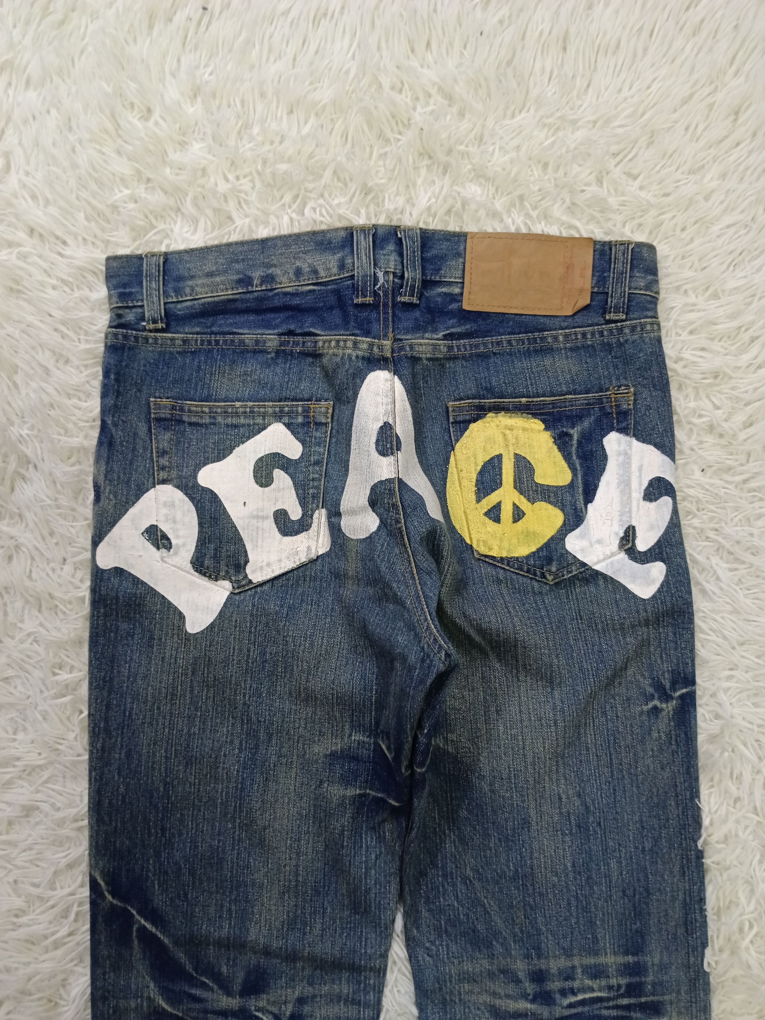 Japanese Brand DISTRESSED SPELLOUT ANARCHY PEACE LOMA PANTS Size US 33 - 3 Thumbnail