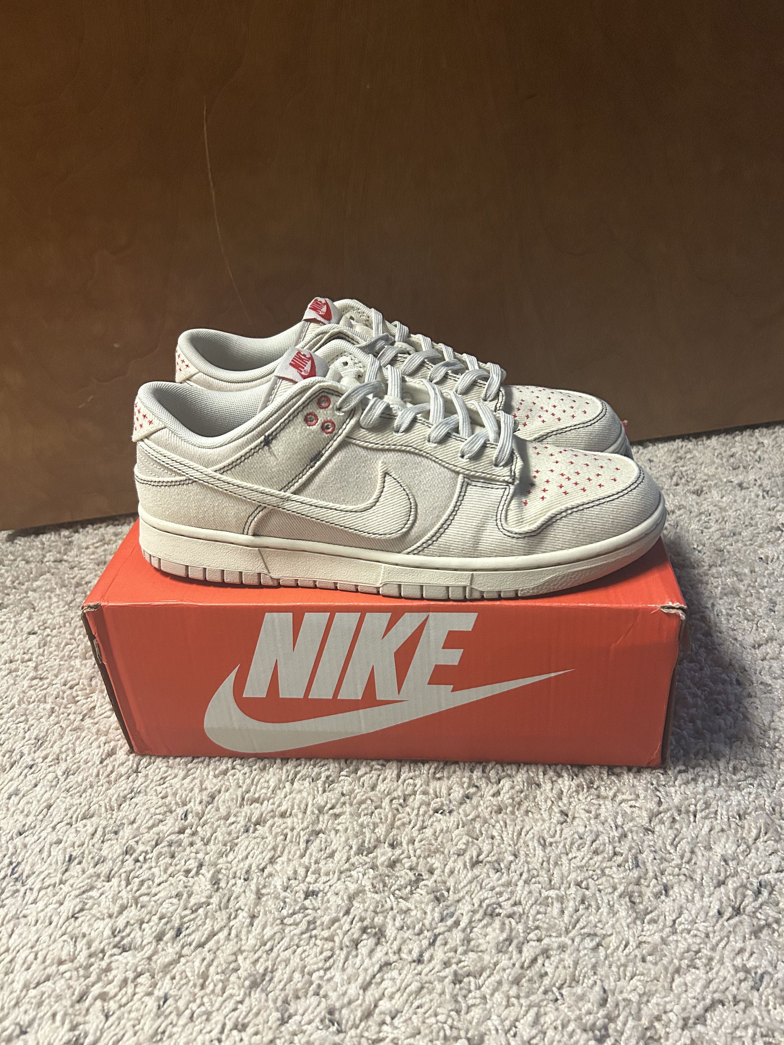 Nike Dunk Low Sashiko Denim Light Orewood Brown White Canvas Size US 10 / EU 43 - 2 Thumbnail