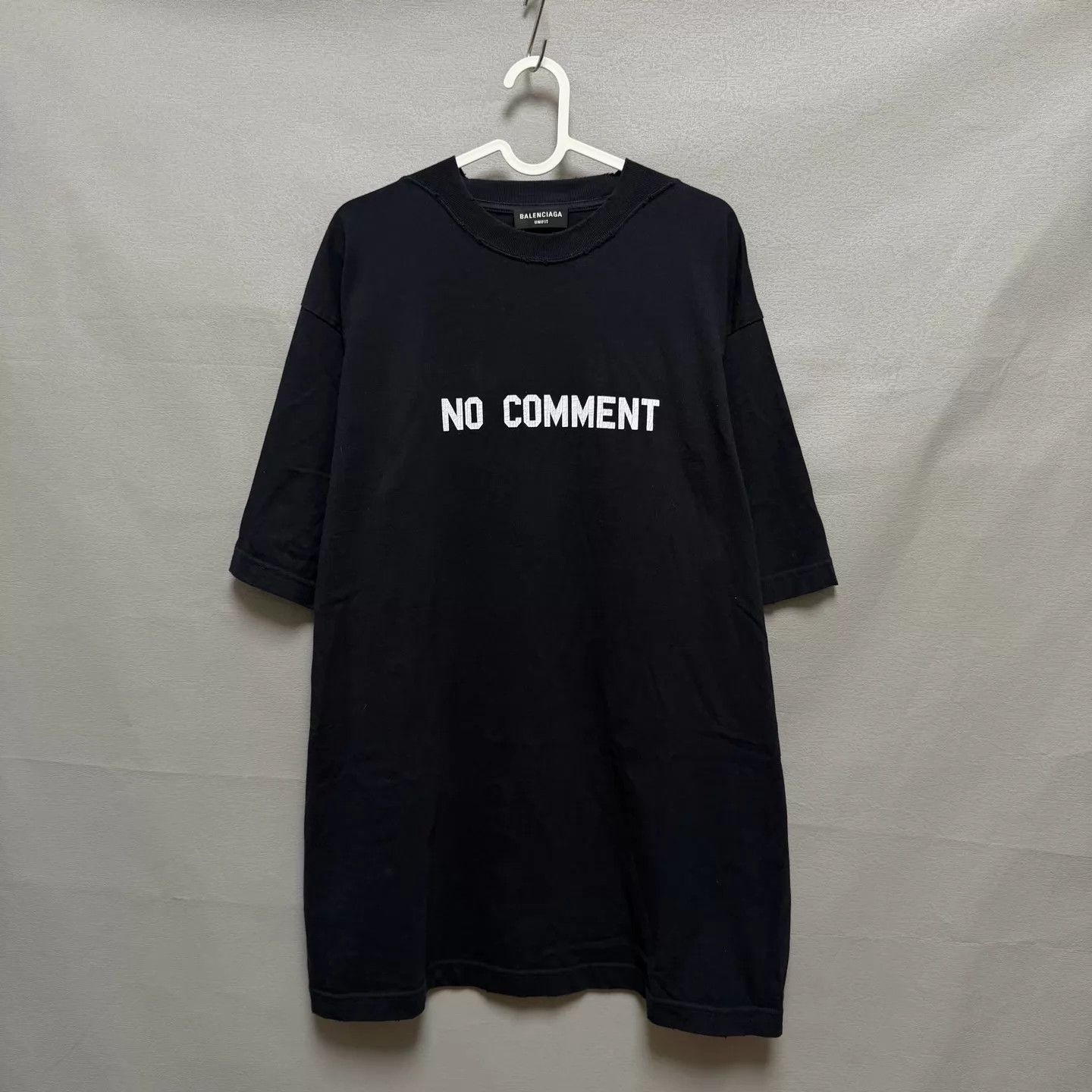 Balenciaga NO COMMENT distressed blue logo tee XS 1worn