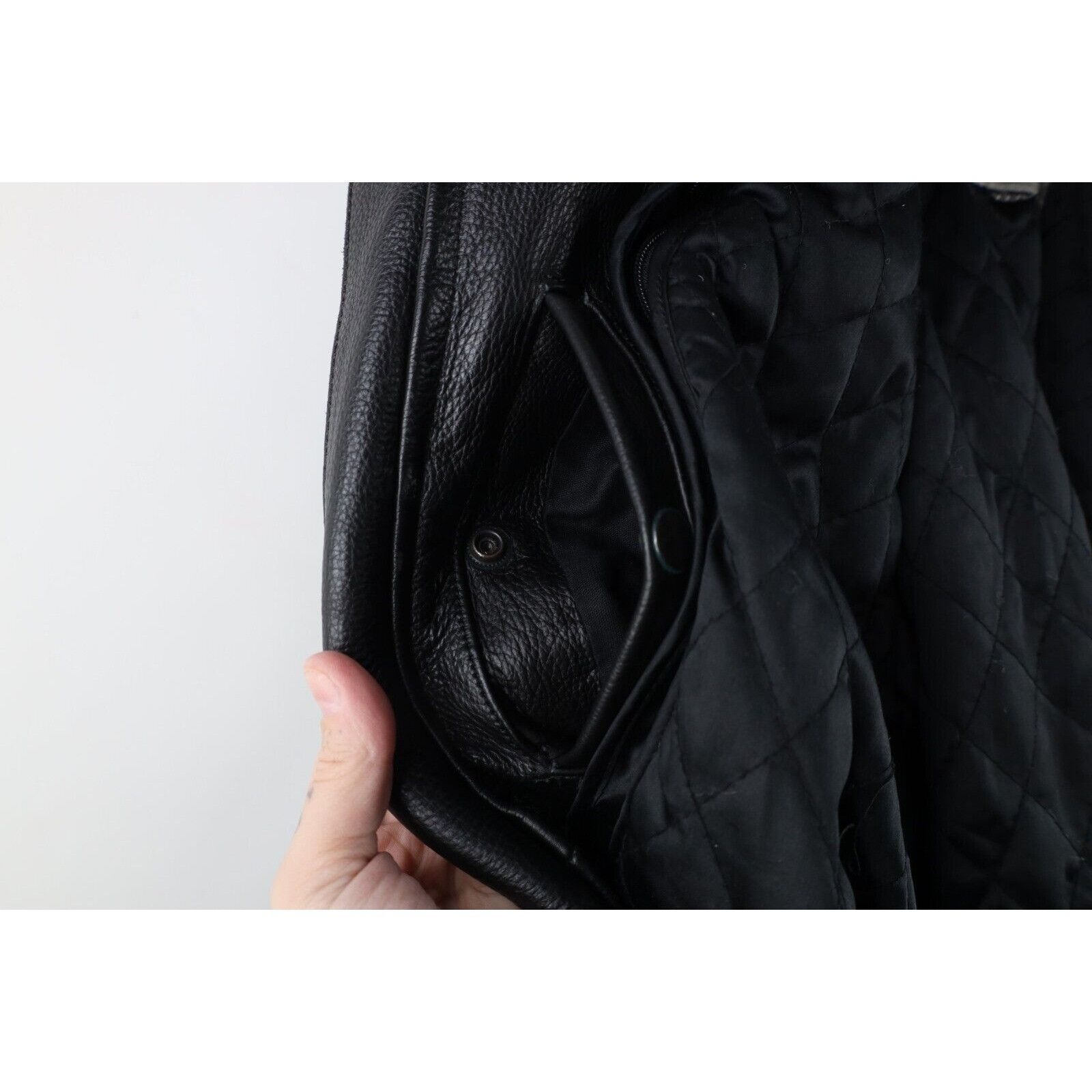 Vintage Vintage 90s Streetwear Heavyweight Leather Moto Jacket 3XL Size US XXL / EU 58 / 5 - 13 Thumbnail