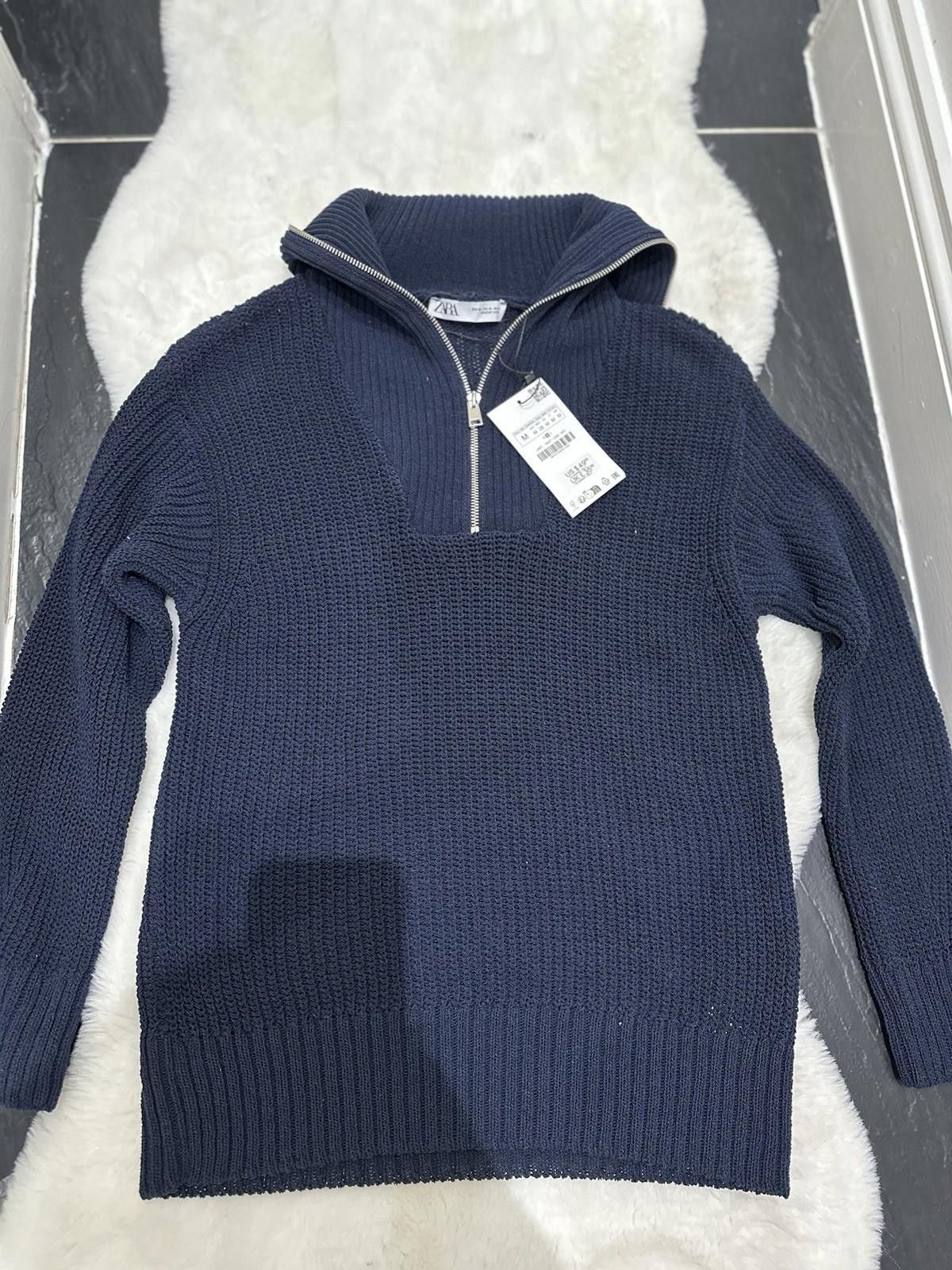 Zara Navy Quaterzip Jumper Size M / US 6-8 / IT 42-44 - 2 Thumbnail