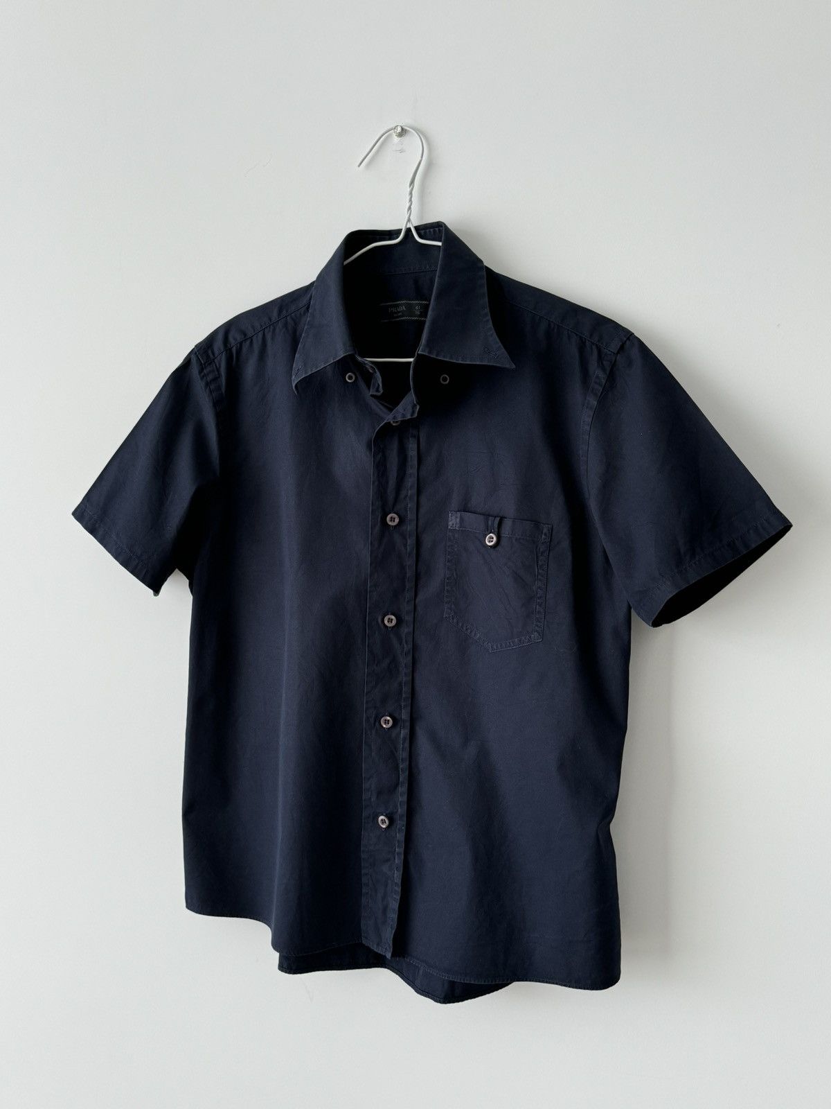 Prada Prada 2011 Pocket Short Sleeve Button Cotton Navy Shirt Size US S / EU 44-46 / 1 - 2 Thumbnail