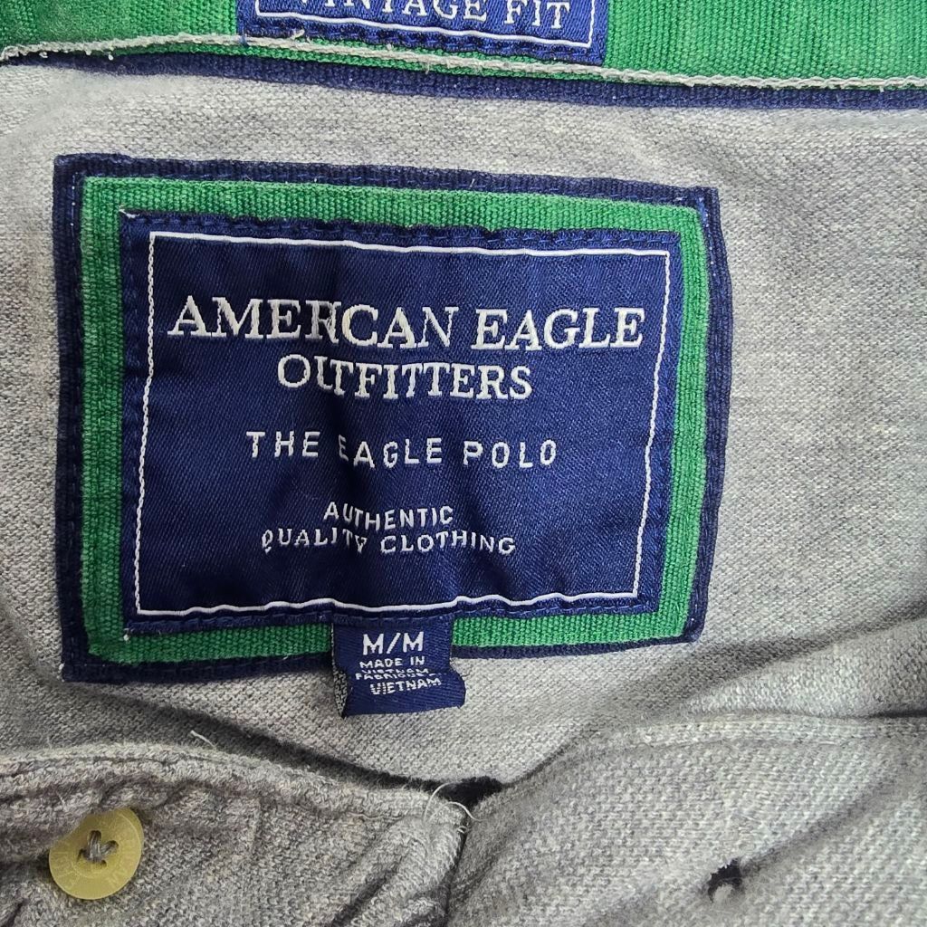 American Eagle Outfitters Men's American Eagle Gray Polo Shirt M with Green Eagle Logo Size US M / EU 48-50 / 2 - 6 Thumbnail