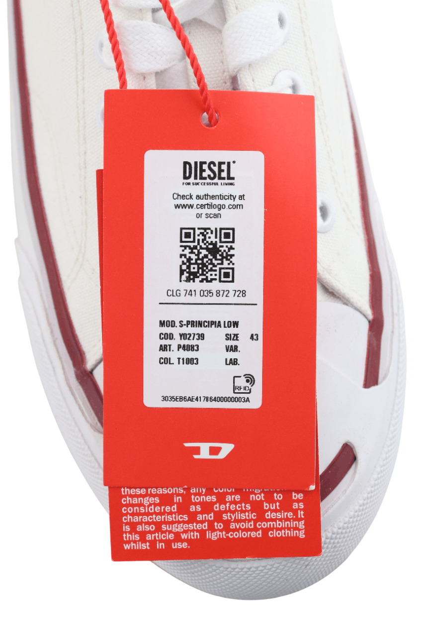 Diesel S-PRINCIPIA LOW EU43 White Lace Low Top Logo 40551 Size US 10 / EU 43 - 13 Thumbnail
