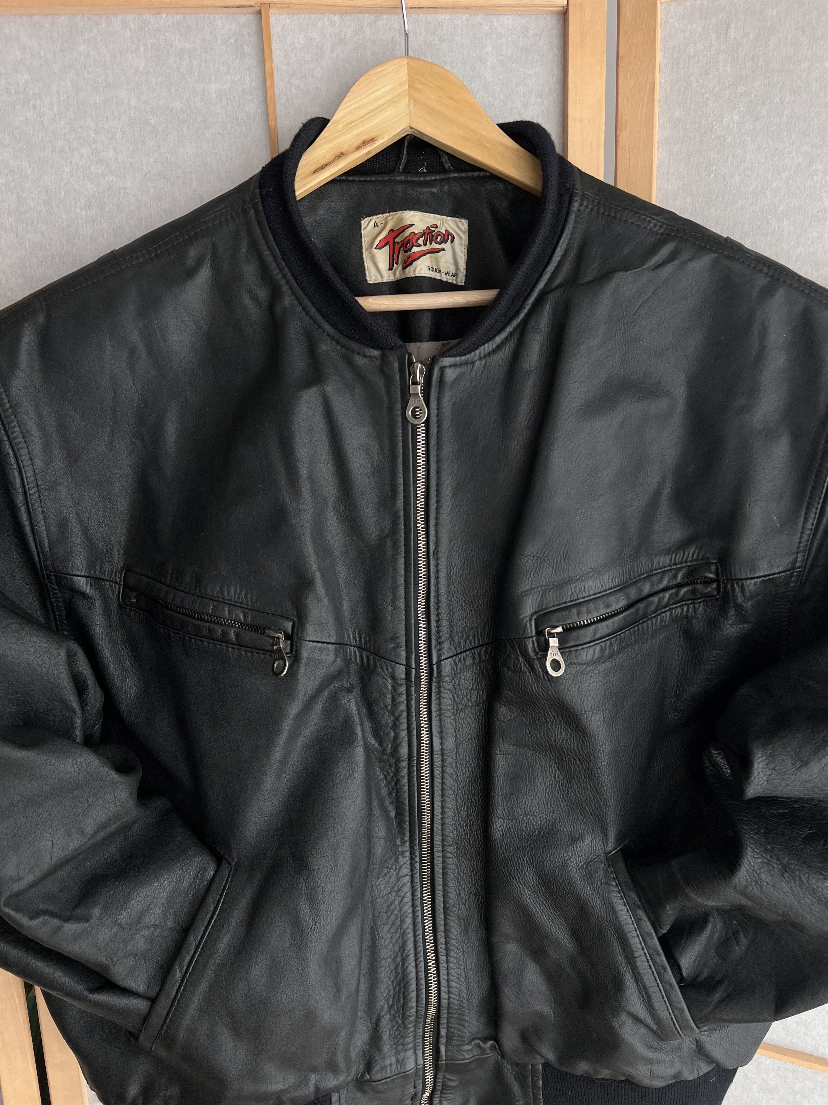 Genuine Leather VTG 1980's leather bomber jacket boxy baggy biker oversized Size US XXL / EU 58 / 5 - 5 Thumbnail