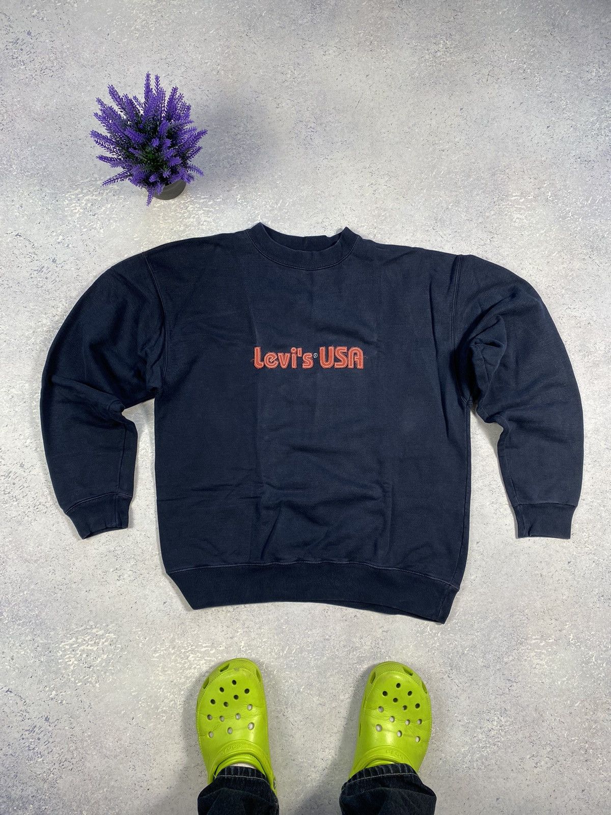 Levi's × Vintage Vintage Levi’s Men’s Blue Sweatshirt With Big Centre Logo Size US L / EU 52-54 / 3 - 2 Thumbnail