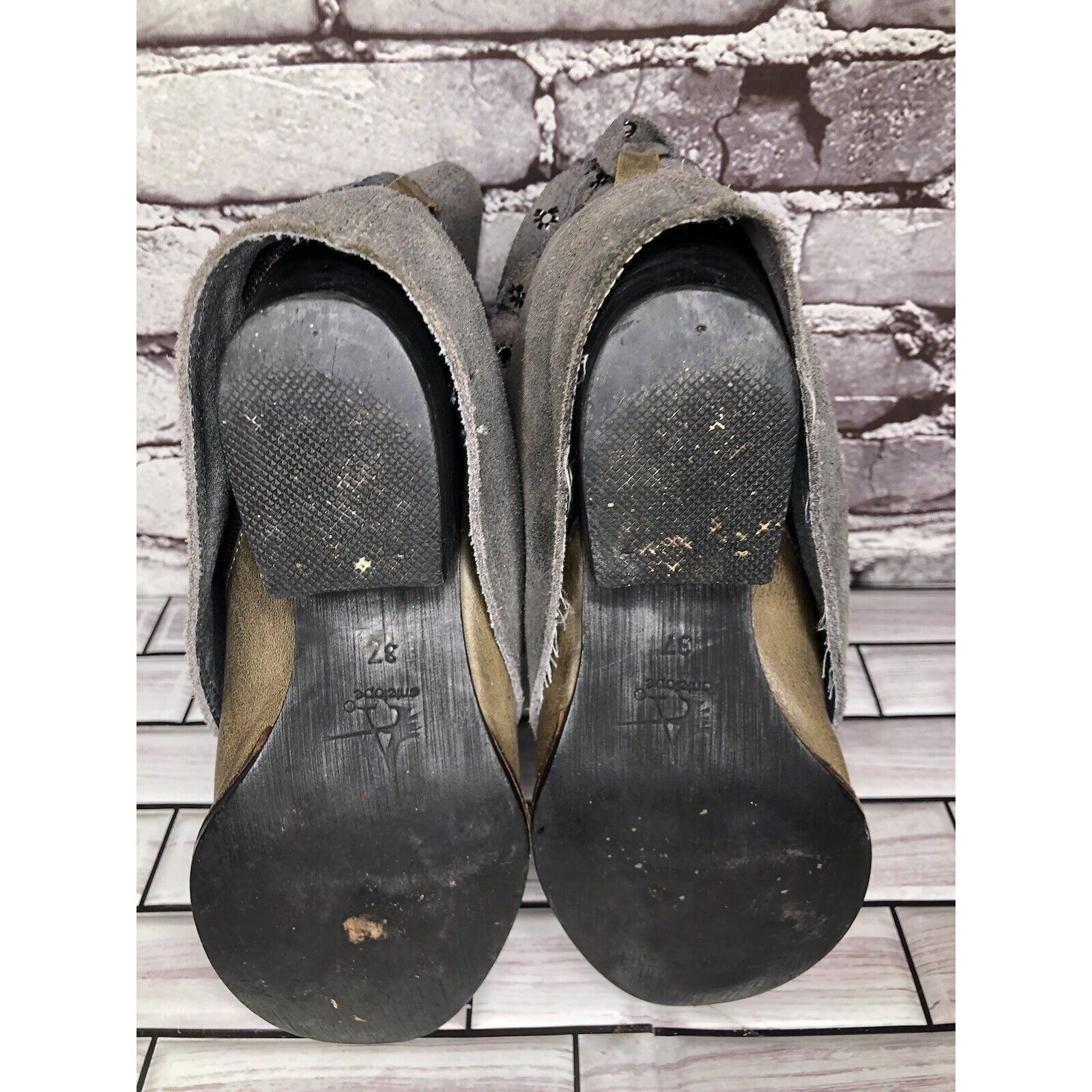 Other Antelope Gray Suede Taupe Leather Dress Casual Heel Boots Wo Size US 6.5 / IT 36.5 - 8 Thumbnail