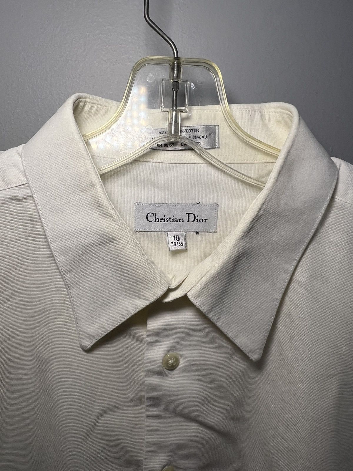 Dior Vintage Christian Dior 100%cotton button up longsleeve shirt Size US XL / EU 56 / 4 - 4 Thumbnail