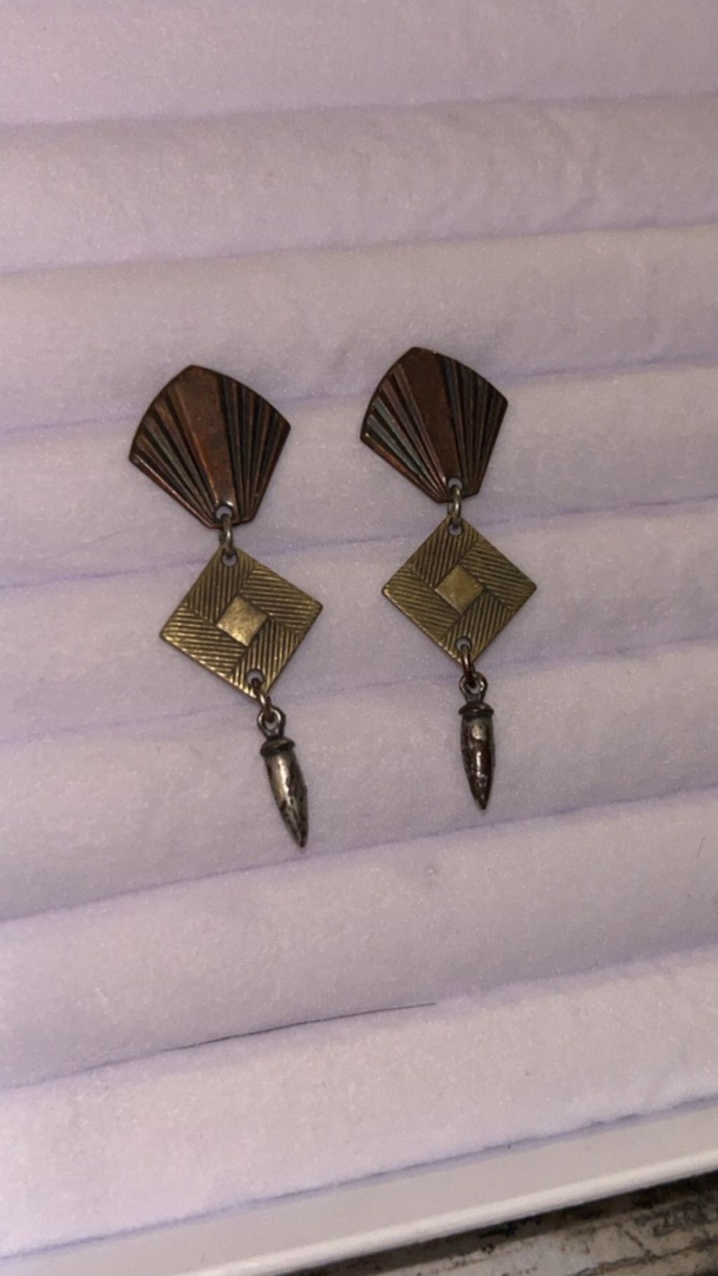 The Unbranded Brand Vintage Art Deco Bronze Gold Drop Earrings One Size Size ONE SIZE - 2 Thumbnail