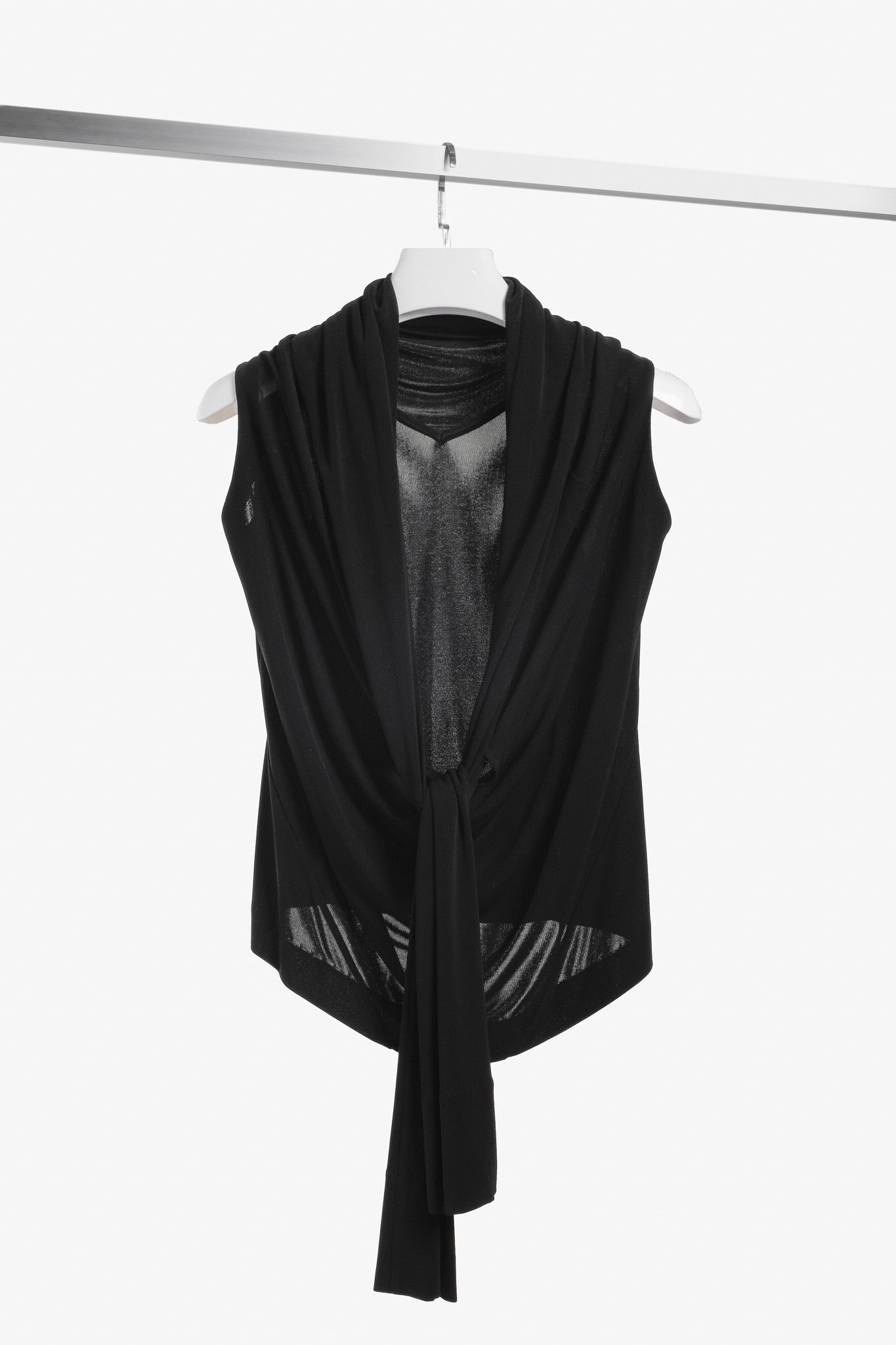 Balenciaga Balenciaga Black Draped Front Tie Top Size S / US 4 / IT 40 - 2 Thumbnail